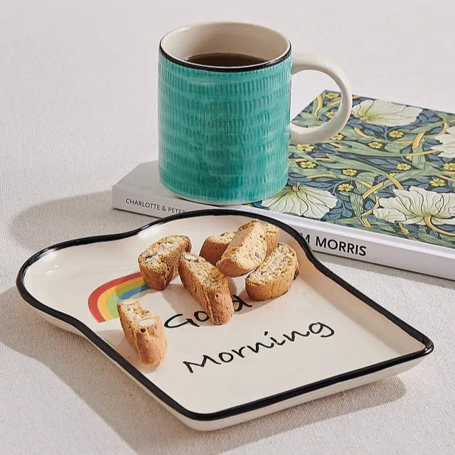 GOOD MORNING CUP SET OF 2 WITH PLATE