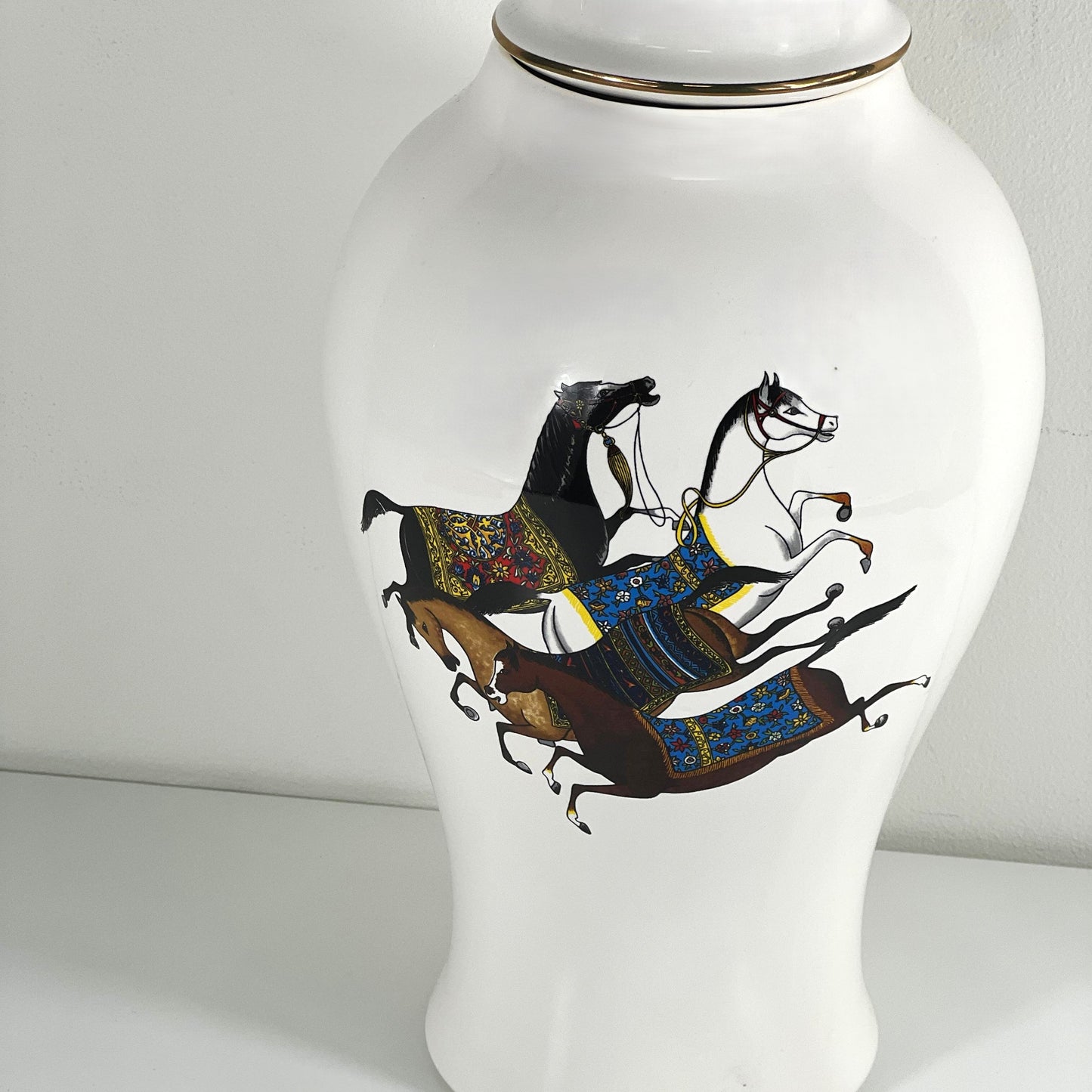 GOLD PLATED HORSE GINJER JAR 45CM