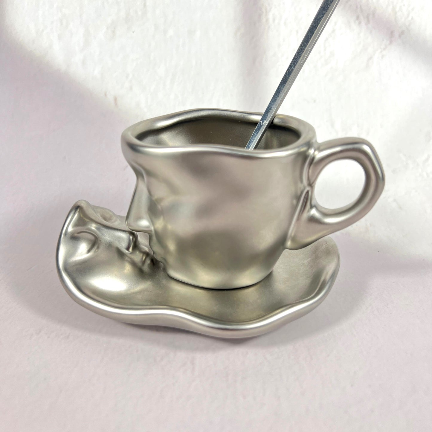 CERAMIC KISS ESPRESSO CUP/SILVERY