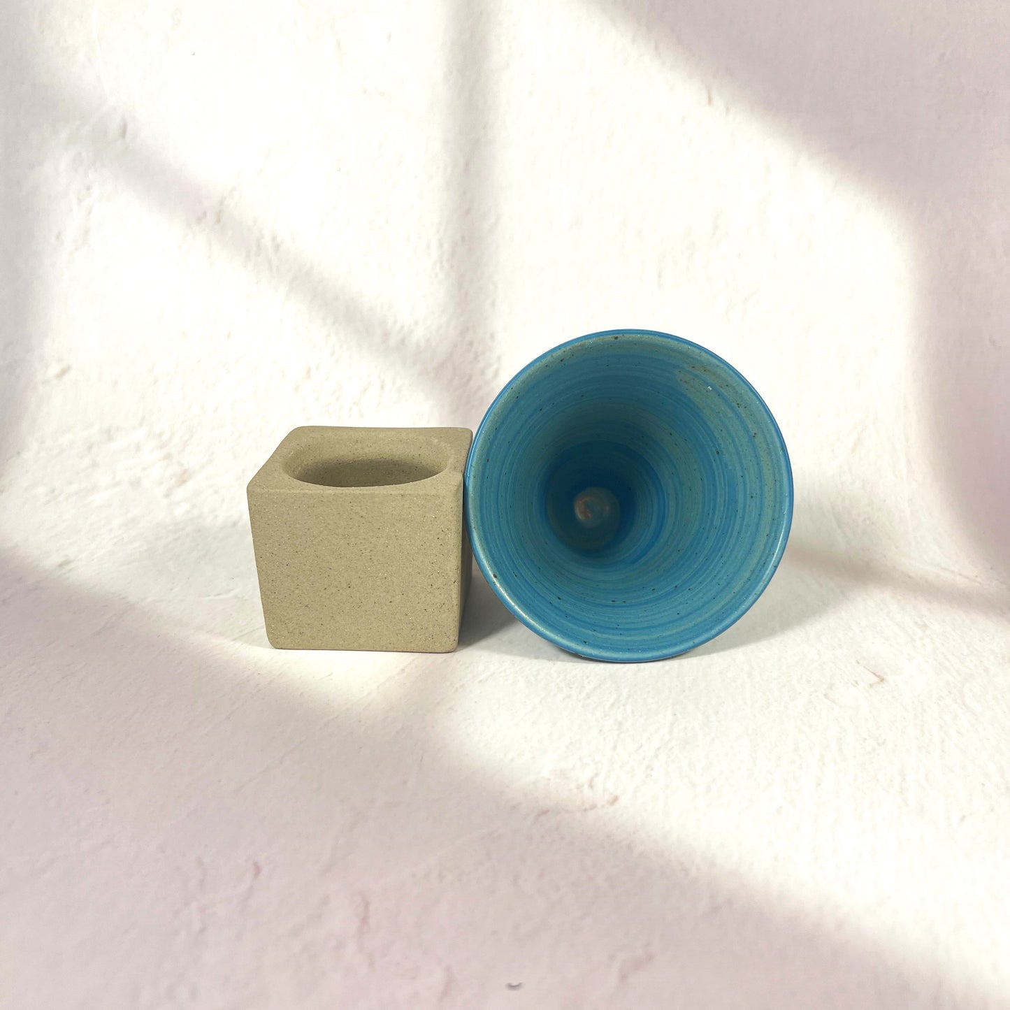 CONICAL SHAPED TEA CUP WITH HOLDER 100ML/BLUE