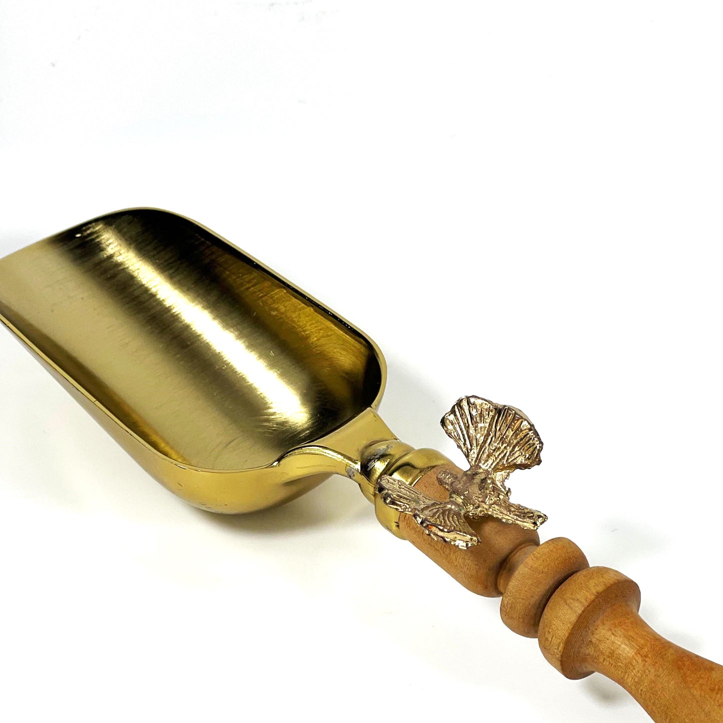 BRASS SPOON WOODEN FLOWER HANDLE