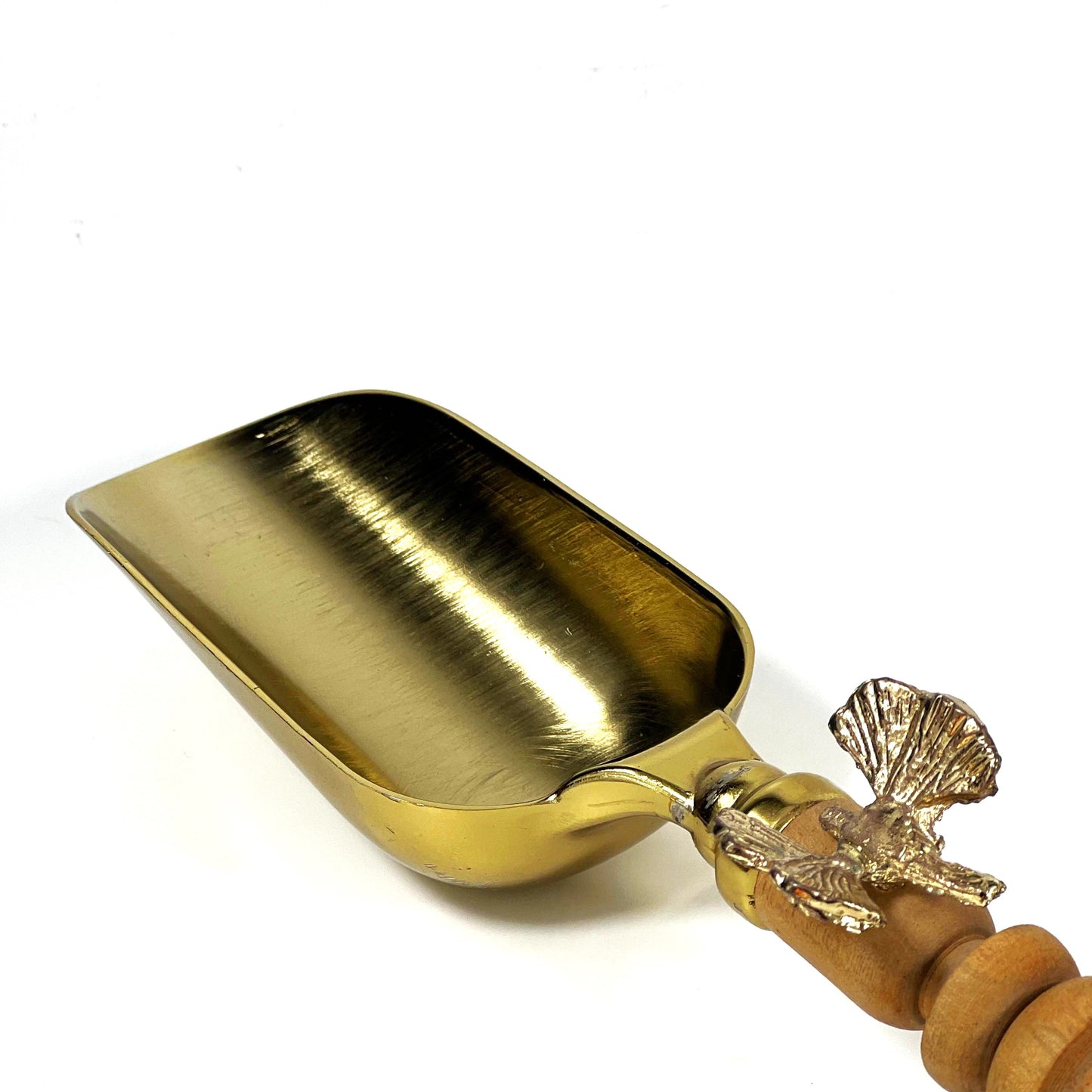 BRASS SPOON WOODEN FLOWER HANDLE