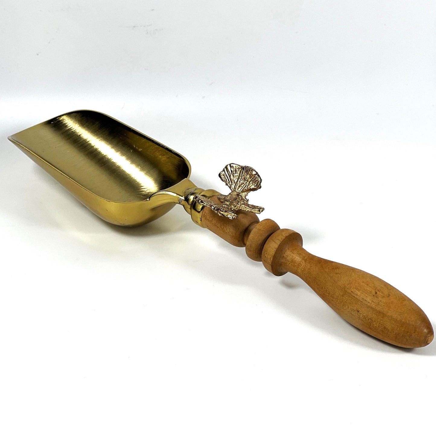 BRASS SPOON WOODEN FLOWER HANDLE