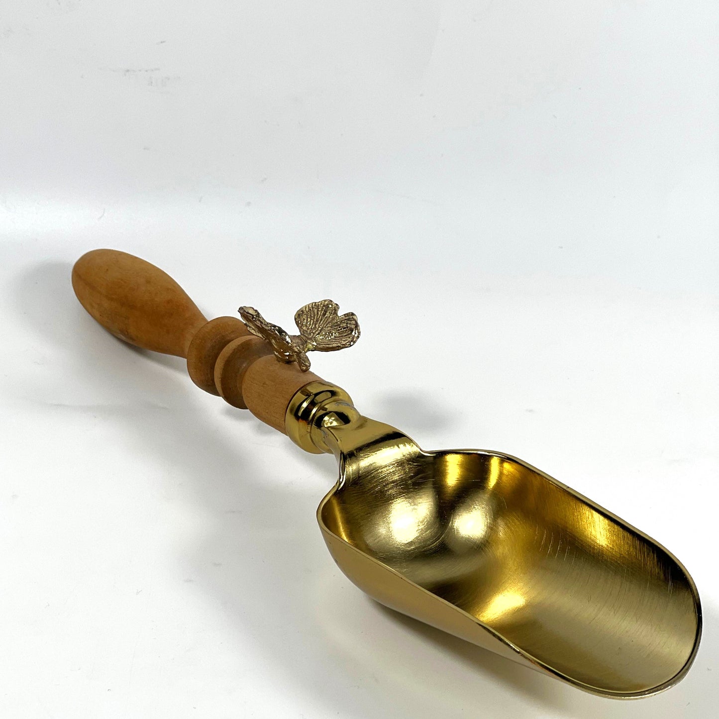 BRASS SPOON WOODEN FLOWER HANDLE