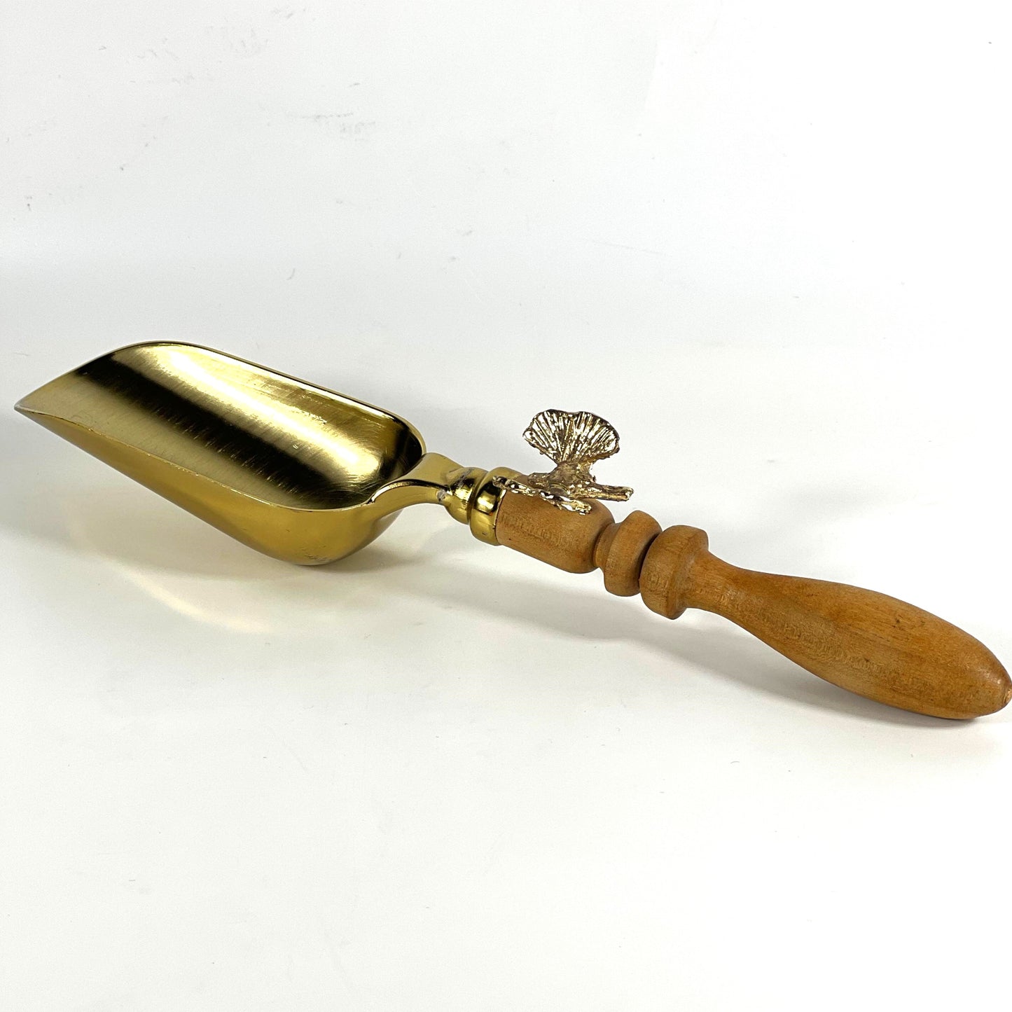 BRASS SPOON WOODEN FLOWER HANDLE