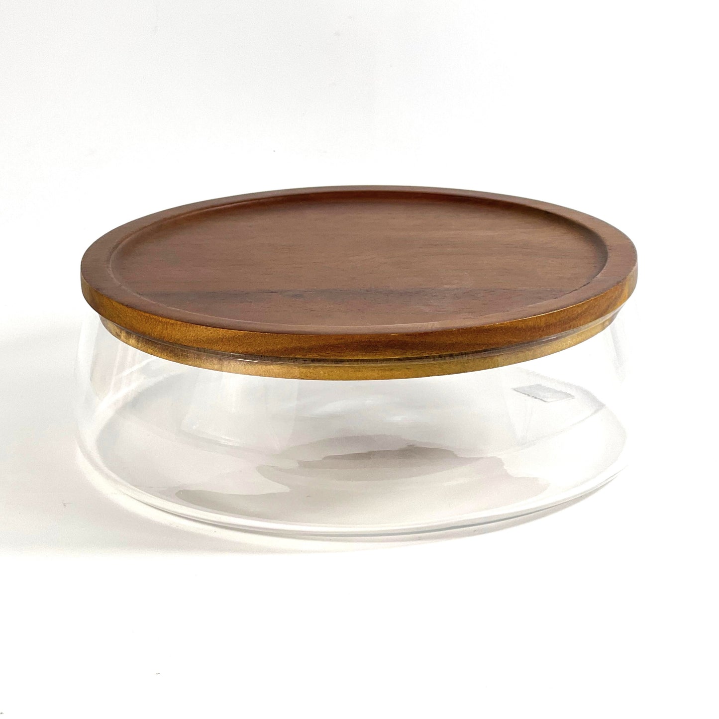 WOODEN TRAY GLASS BOWL