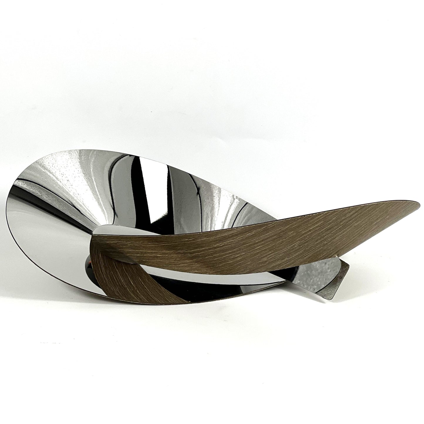 WOOD GRAIN METAL IRREGULAR TWISTED FRUIT BOWL
