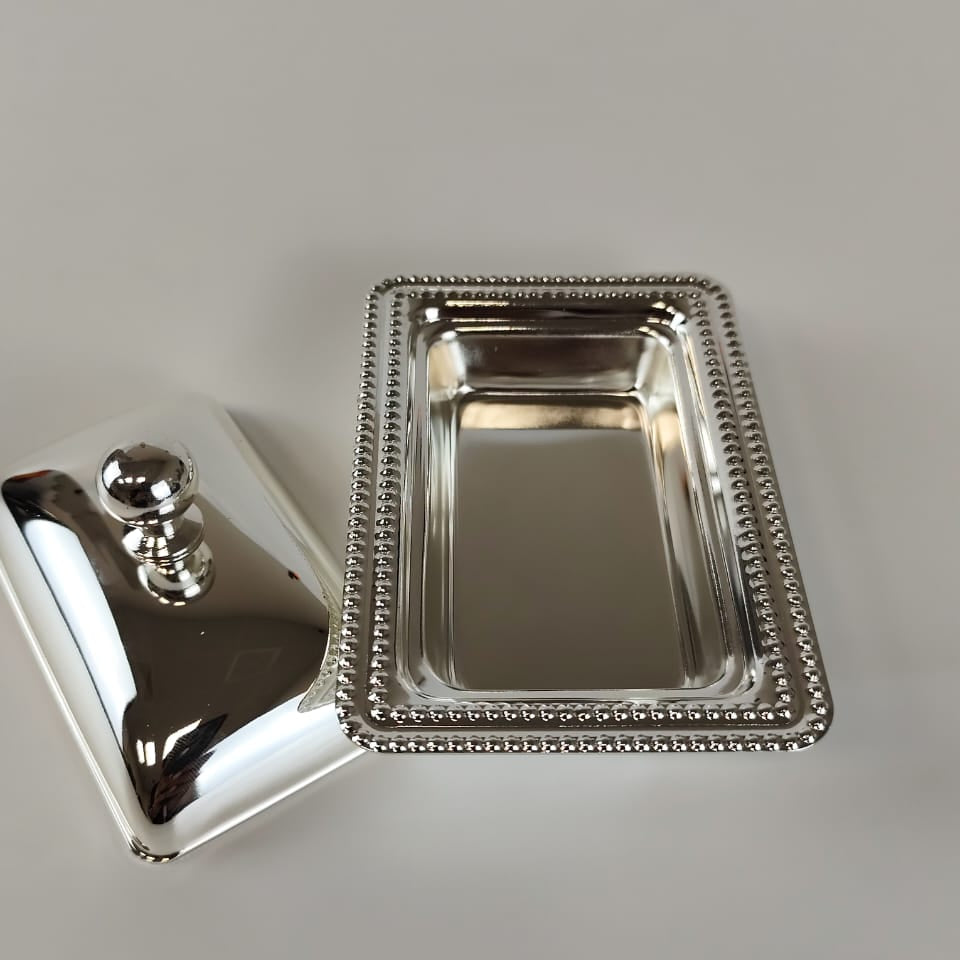 STEEL SILVER RECTANGULAR SERVING BOWL
