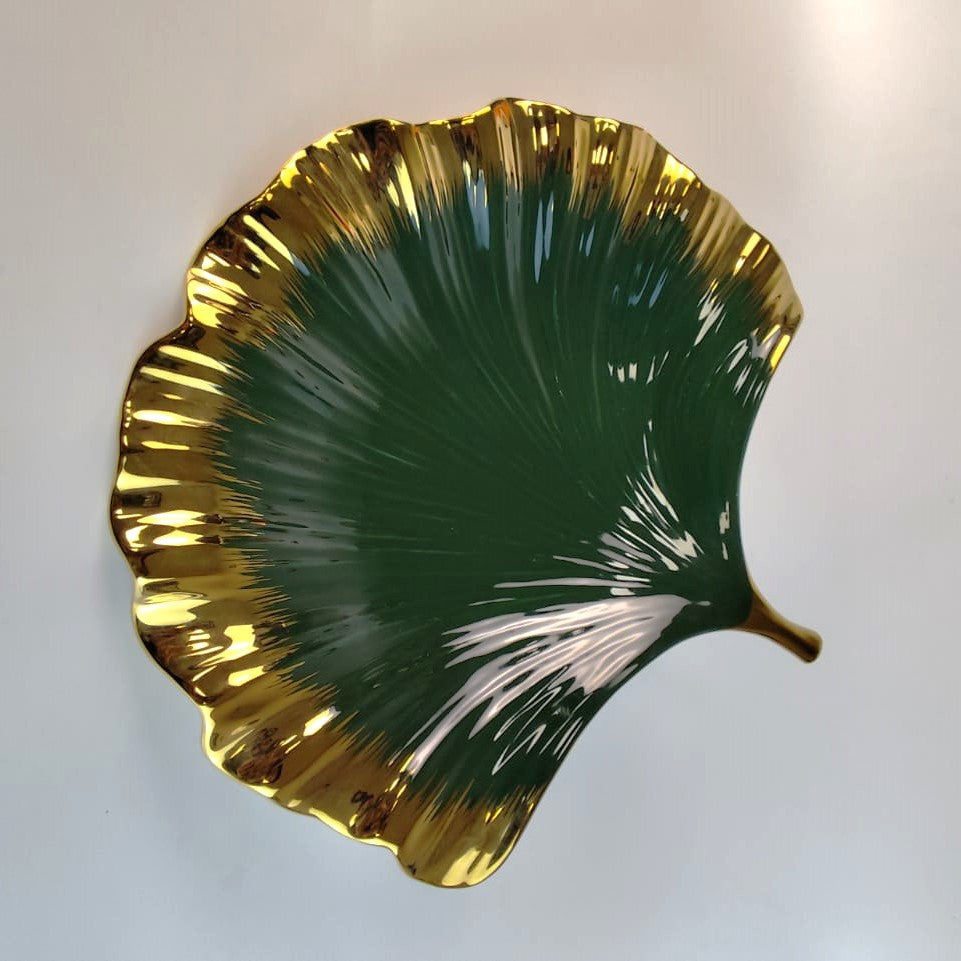 GREEN AND GOLDEN LEAVES PLATE