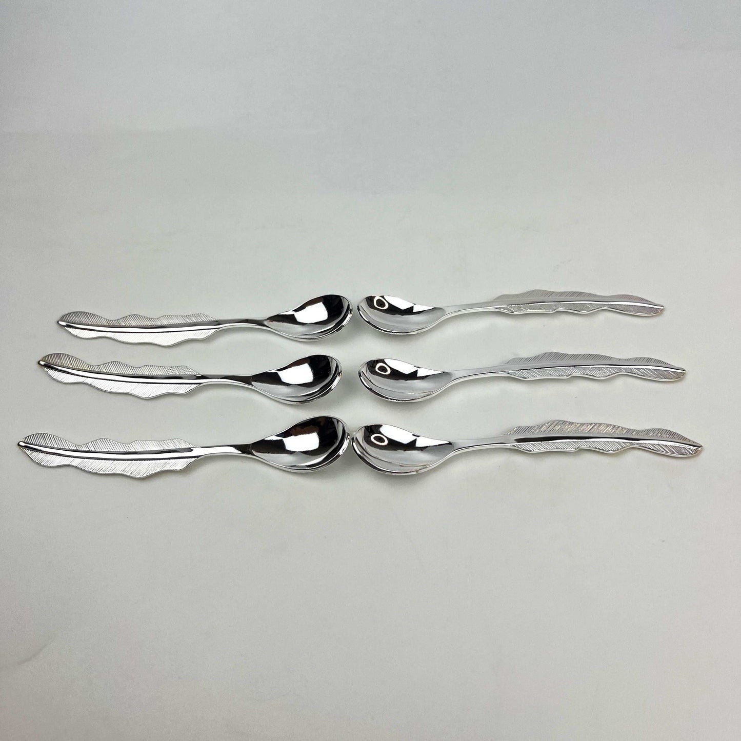 FEATHER SILVER TEA SPOON SET OF 6