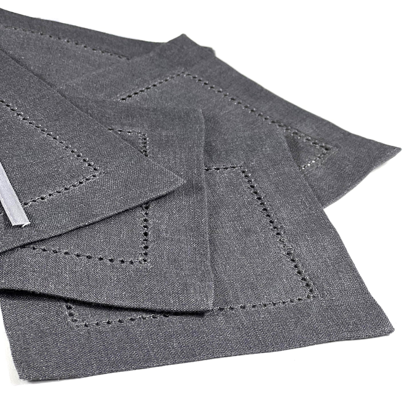 HEMSTICH LIGHT GRAY LINEN COASTER