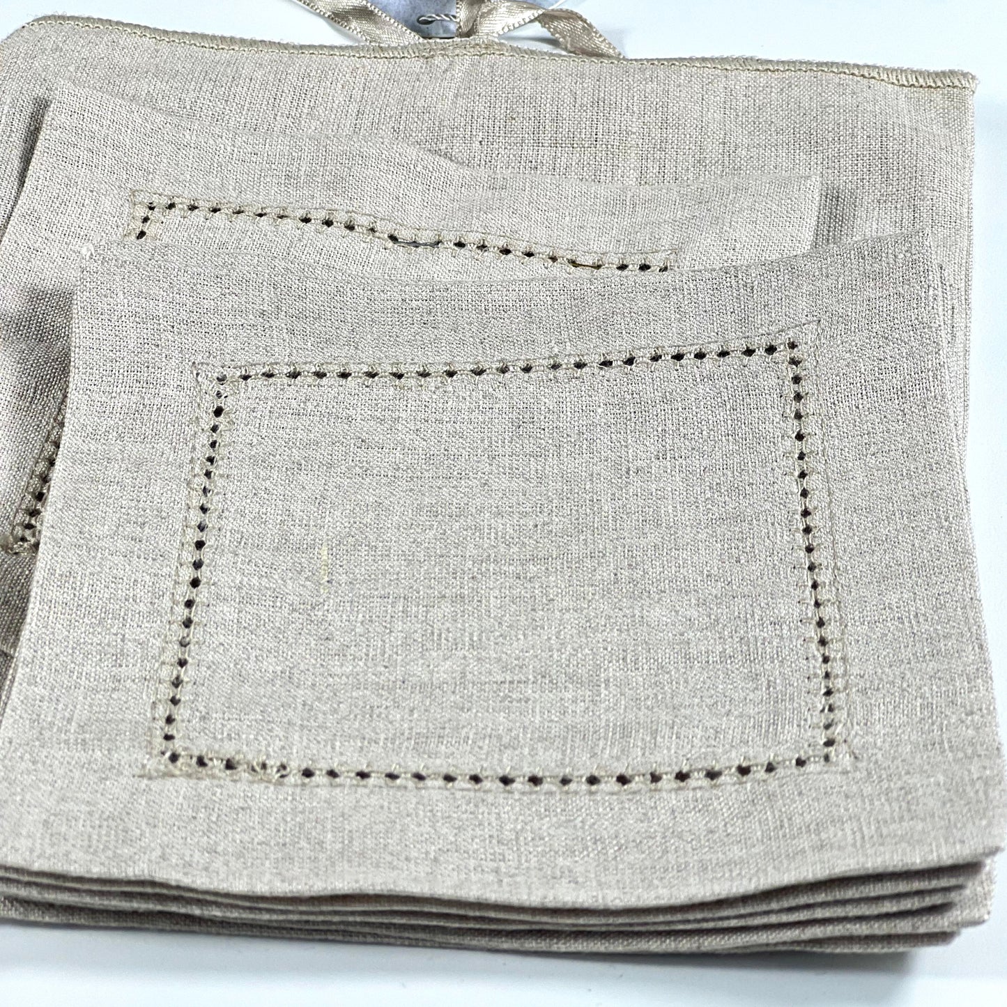 HEMSTICH NATRUL LINEN COCKTAIL NAPKIN