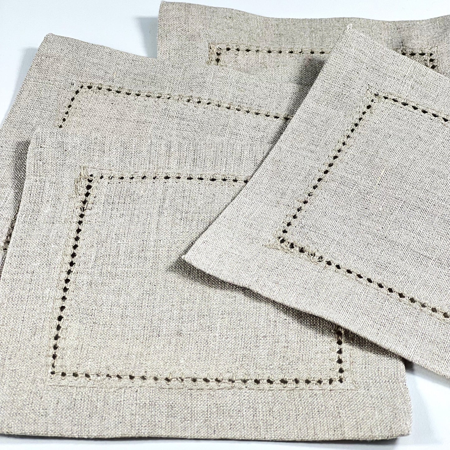 HEMSTICH NATRUL LINEN COCKTAIL NAPKIN