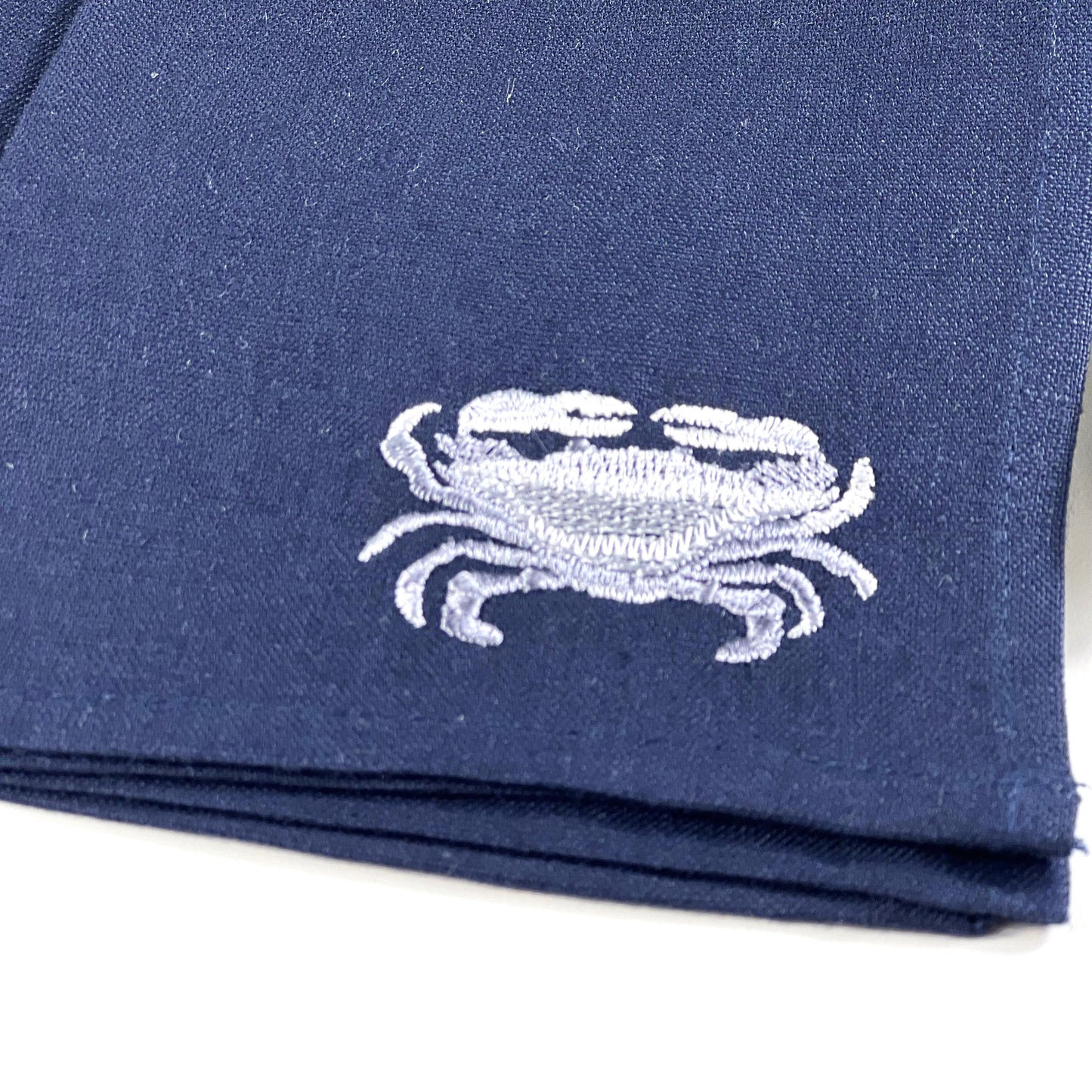 SEA HORSE SILVER-NAVY LINEN COCKTAIL NAPKIN