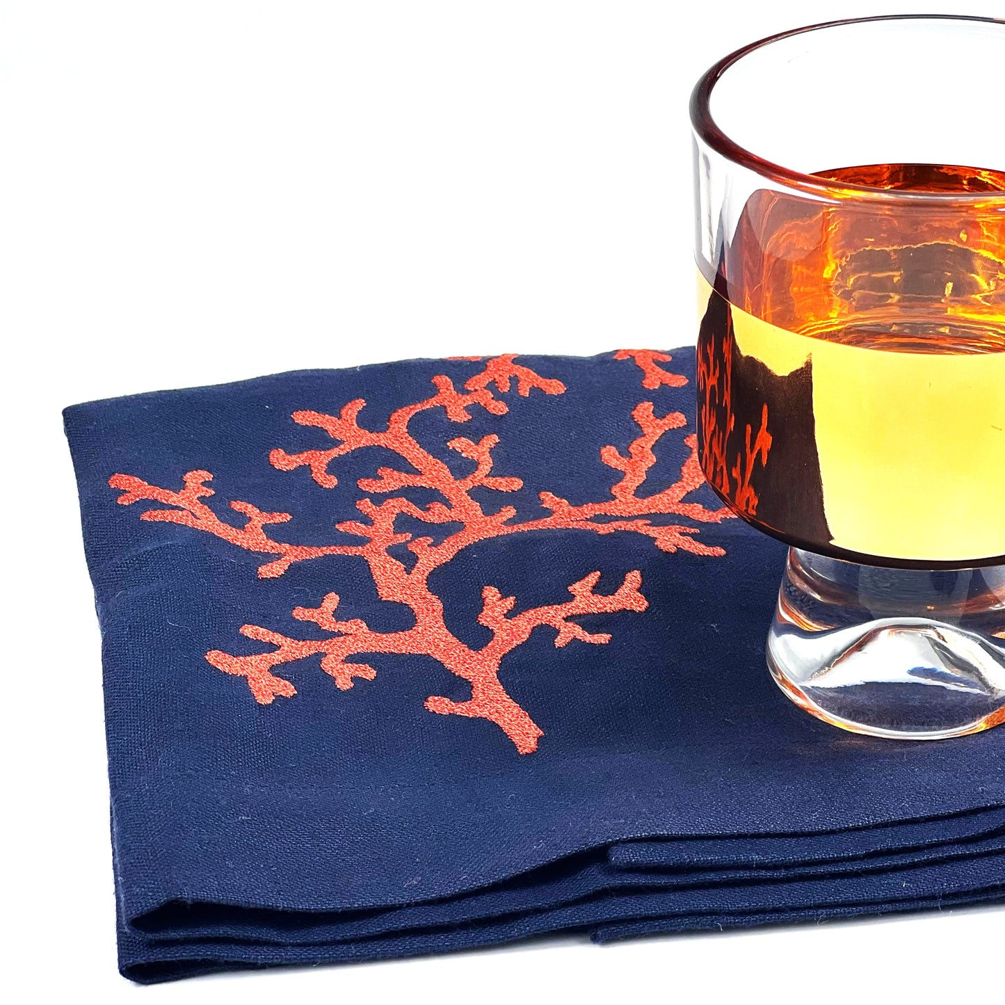 CORAL RED-NAVY LINEN TRAYLINER