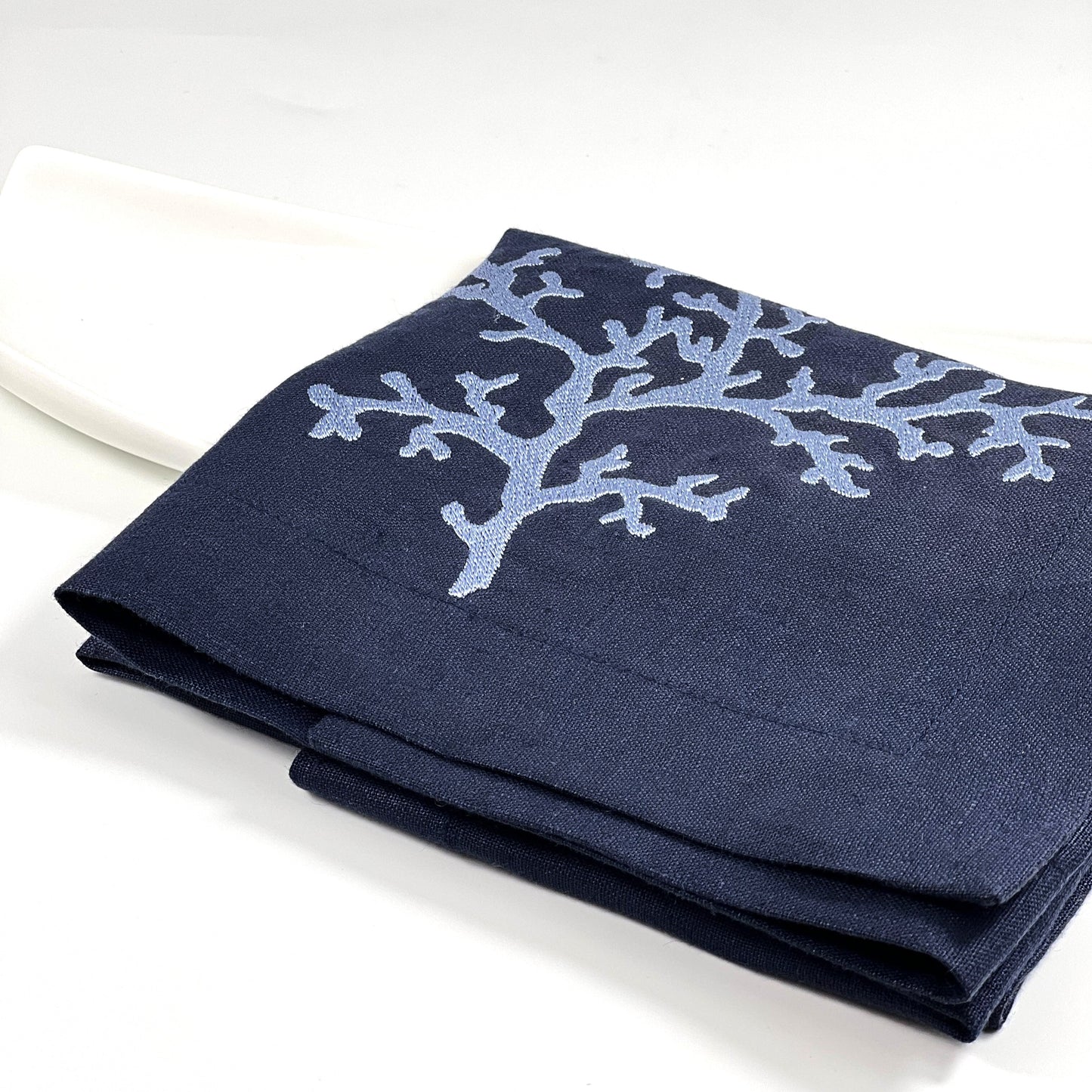CORAL NAVY-LIGHT BLUE LINEN TRAY LINER