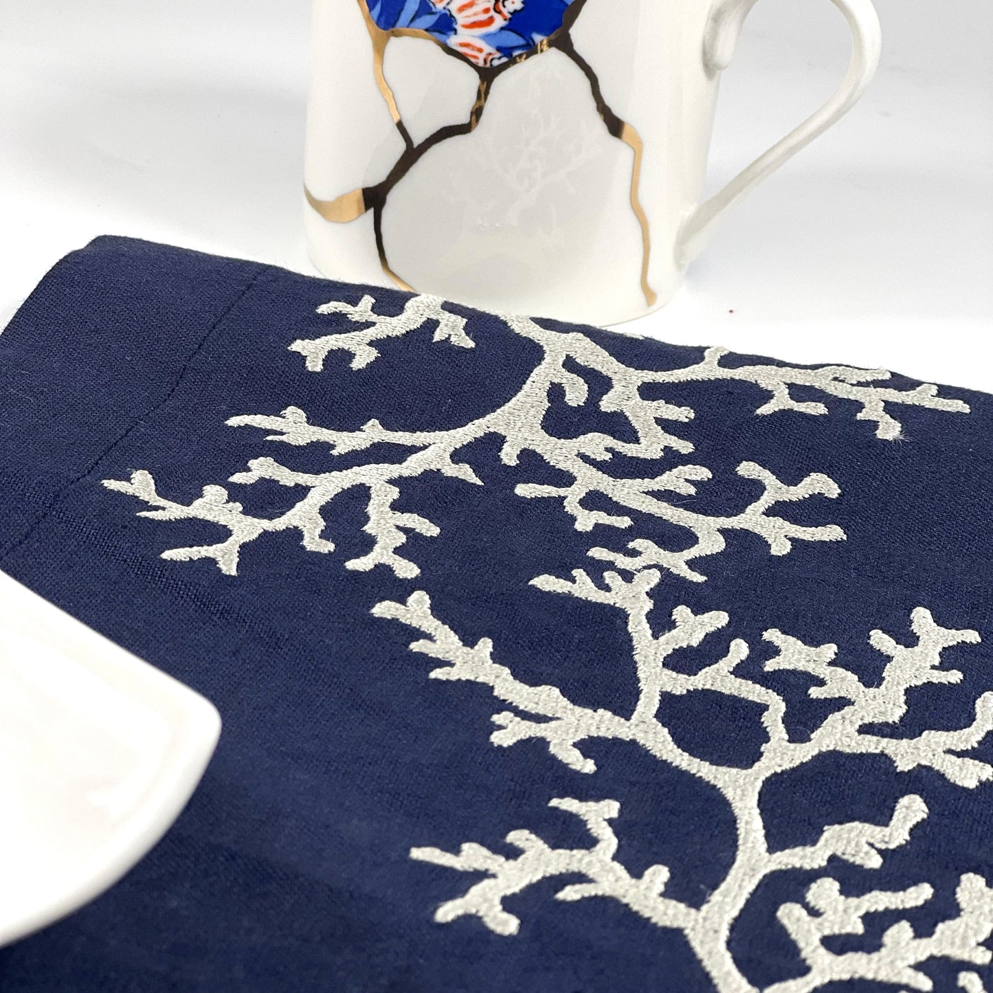 CORAL NAVY-LIGHT BEIGE LINEN TRAY LINER