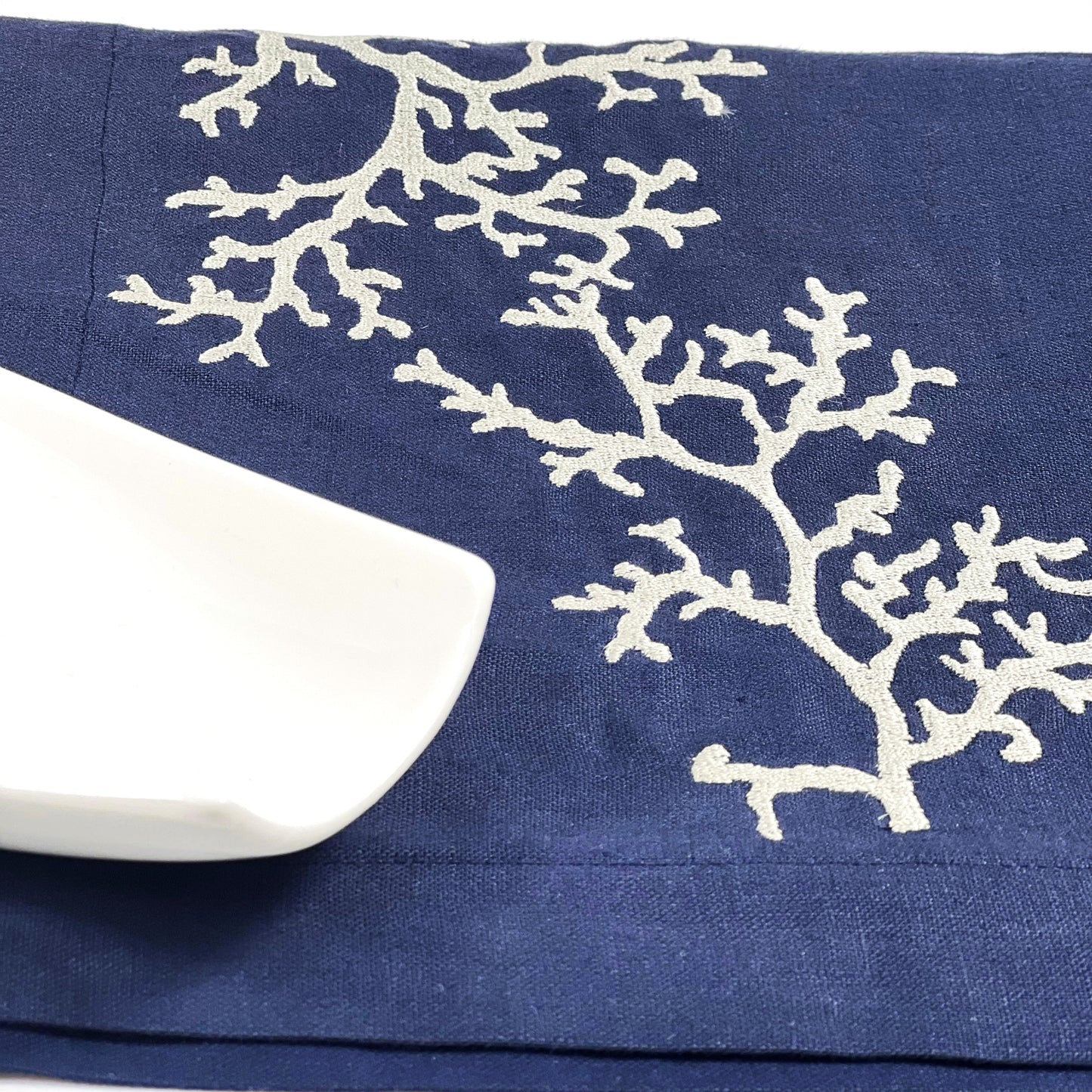 CORAL NAVY-LIGHT BEIGE LINEN TRAY LINER