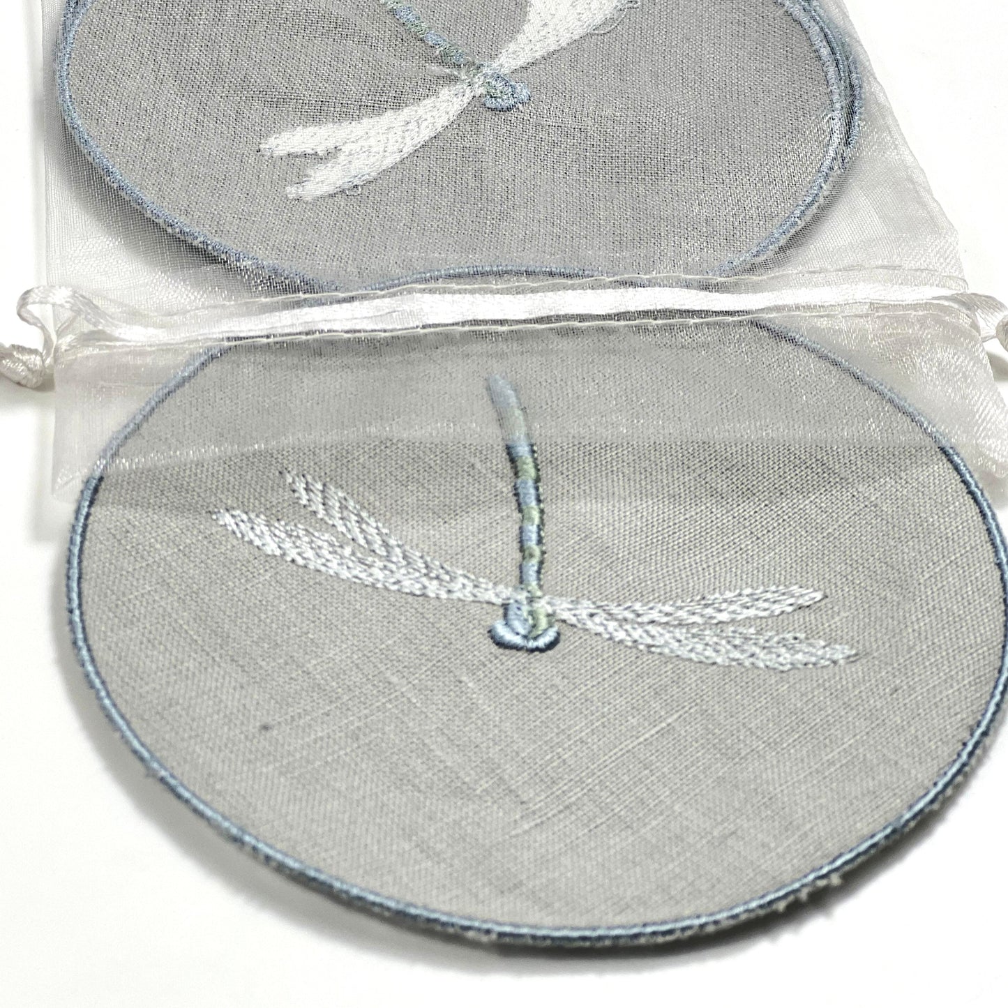 DRAGONFLY-GRAY LINEN COASTER 11