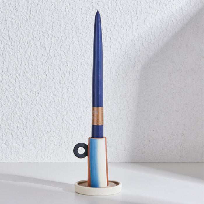 Panama Ceramic Big Straw Candle with multicolor ceramic base and woven straw accent.
