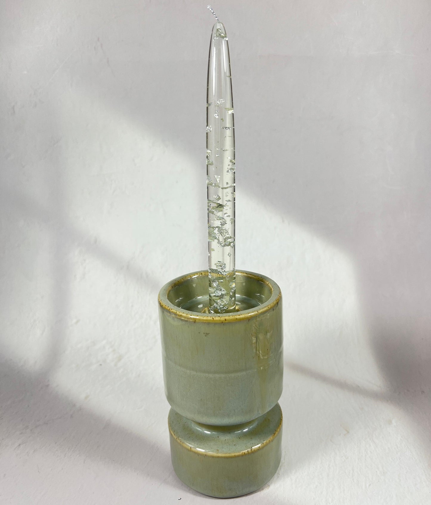 CHRISTA CANDLE HOLDER GREEN 14CM