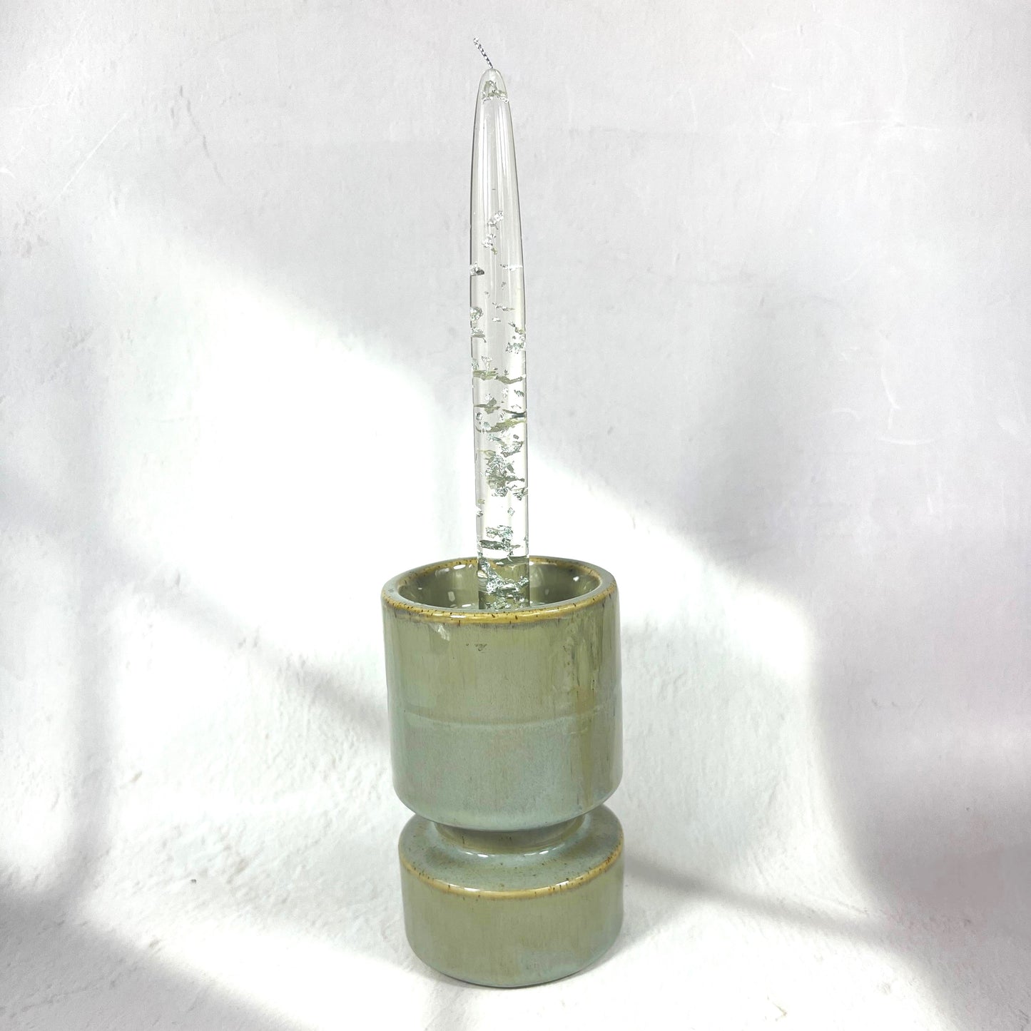 CHRISTA CANDLE HOLDER GREEN 14CM