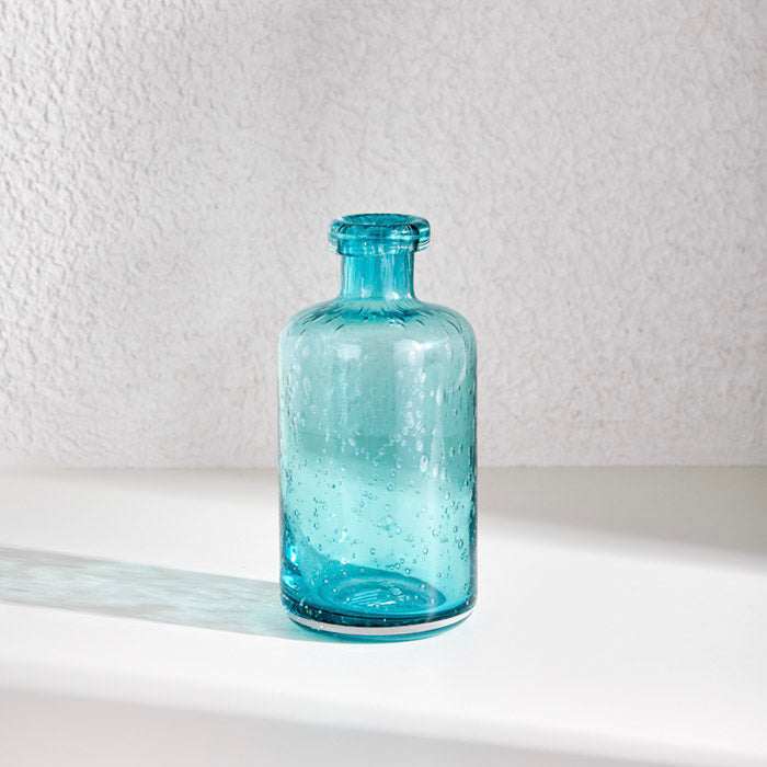 APOTTHECARY GLASS VASE in serene blue with classic design, perfect for decor and floral arrangements.