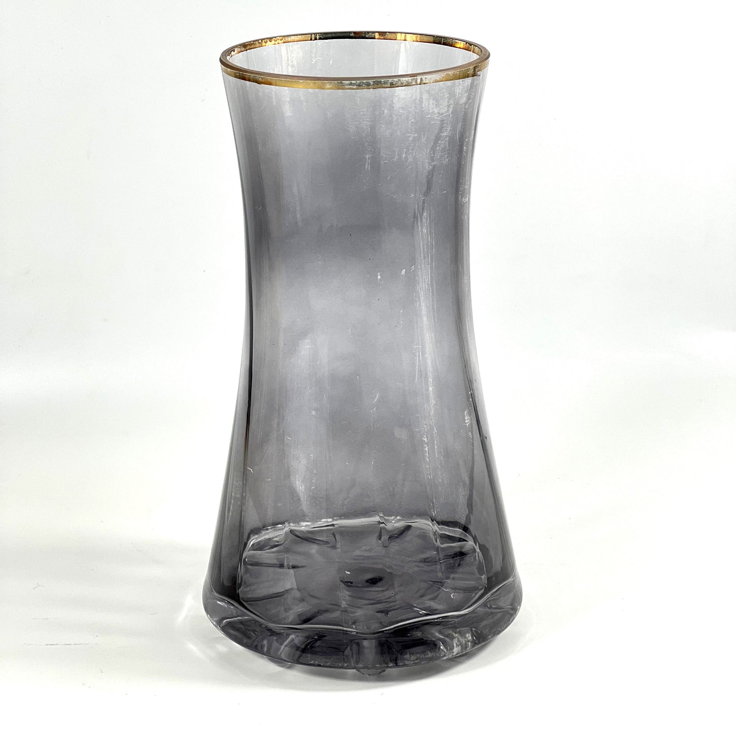 CURVED GOLD GLASS GREY VASE 23.5X13 B