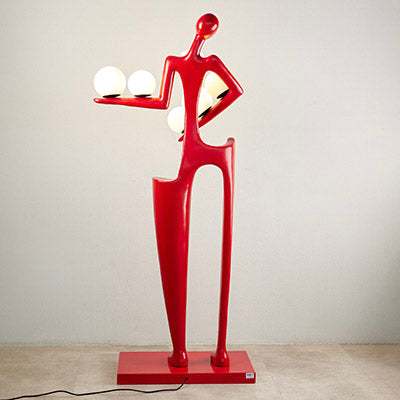 RED HIGH HEELS STATUE WITH LAMP - 1.75 MAdd a bold statement to your space with this striking modern sculpture lamp. Featuring an abstract human figure in a vibrant, glossy red finish, this artistic piece Floor Lamp