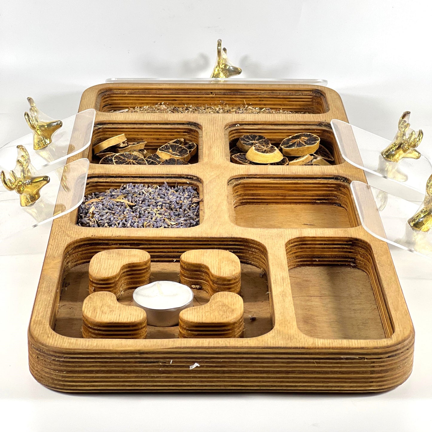 WARMER WOODEN SET/ 6 COMPARMENTS