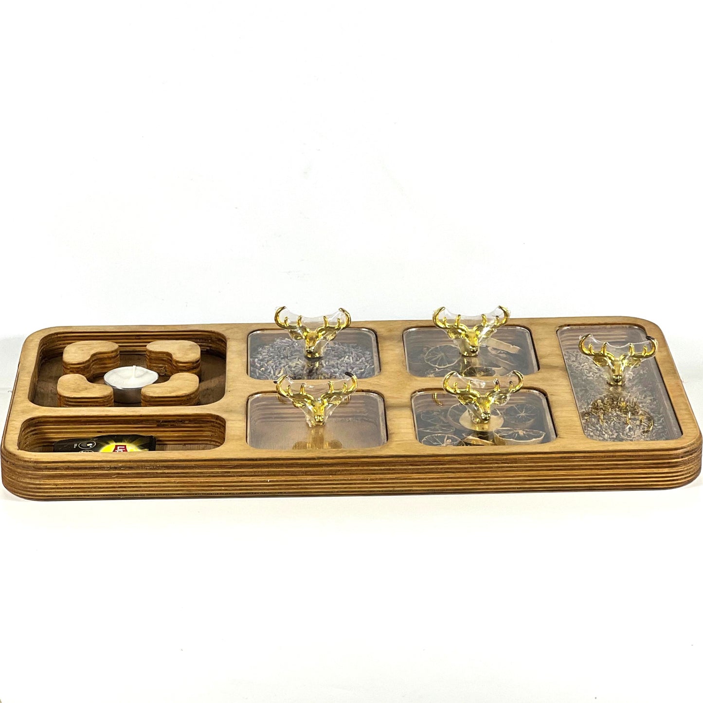 WARMER WOODEN SET/ 6 COMPARMENTS