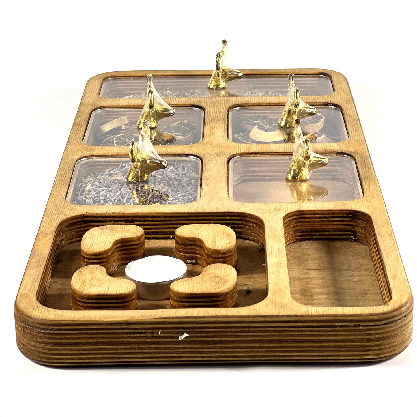 WARMER WOODEN SET/ 6 COMPARMENTS