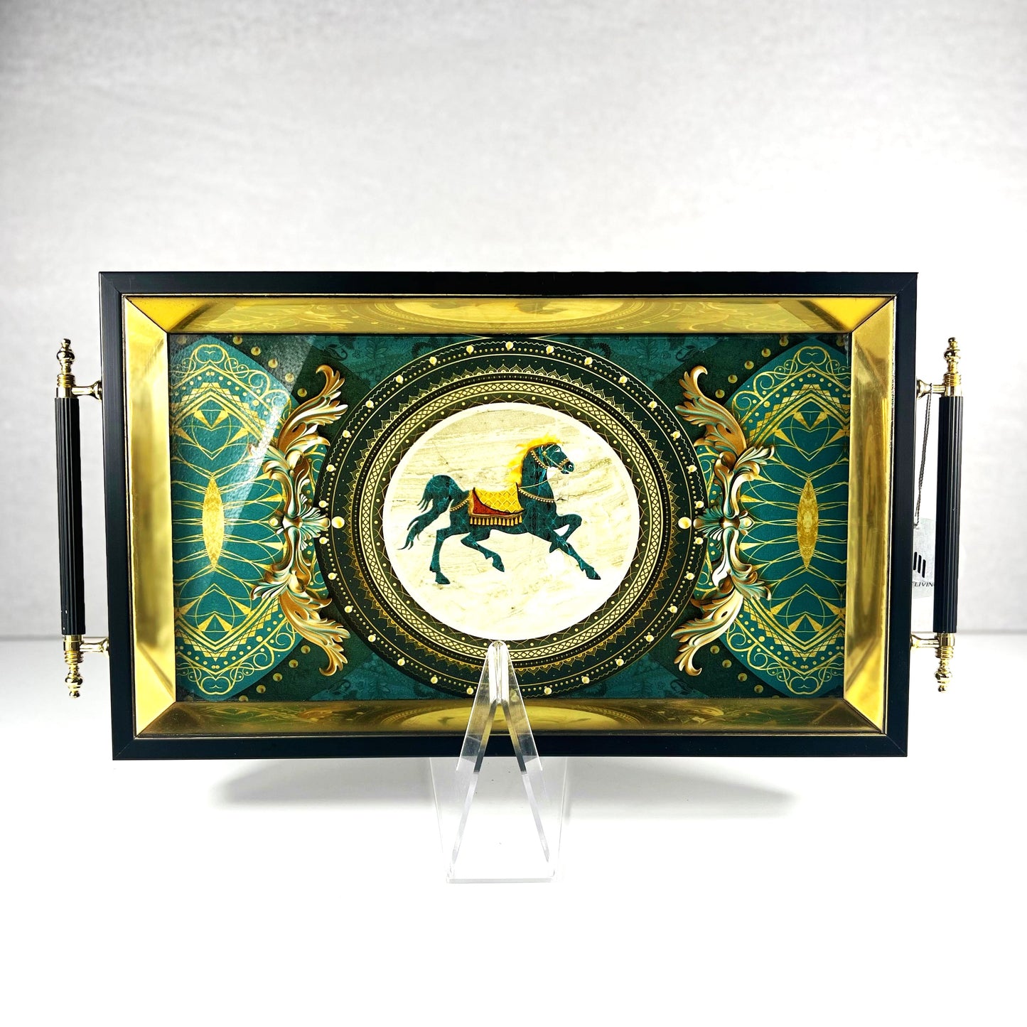 TRAY BLUE HORSE 40*24CM