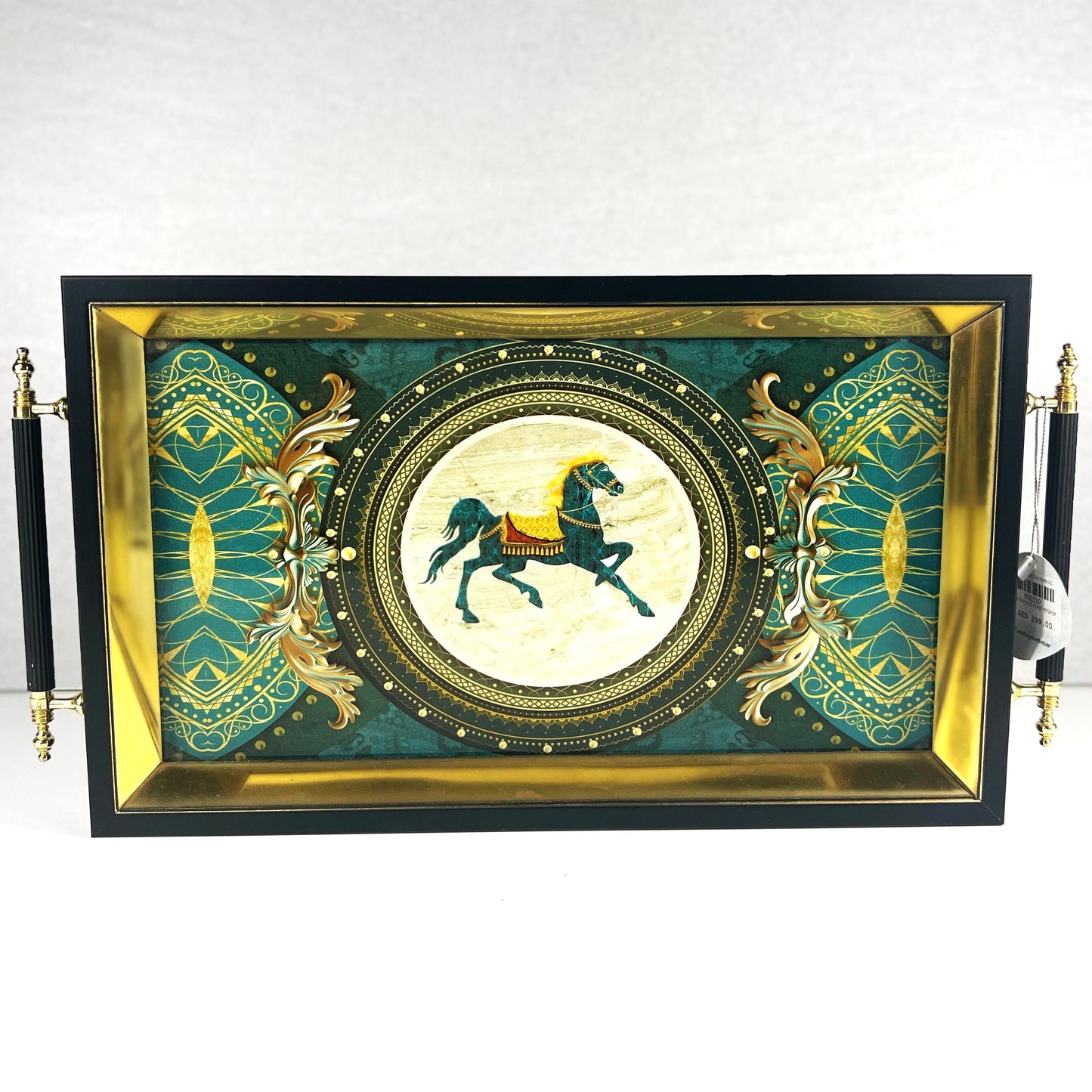 TRAY BLUE HORSE 40*24CM