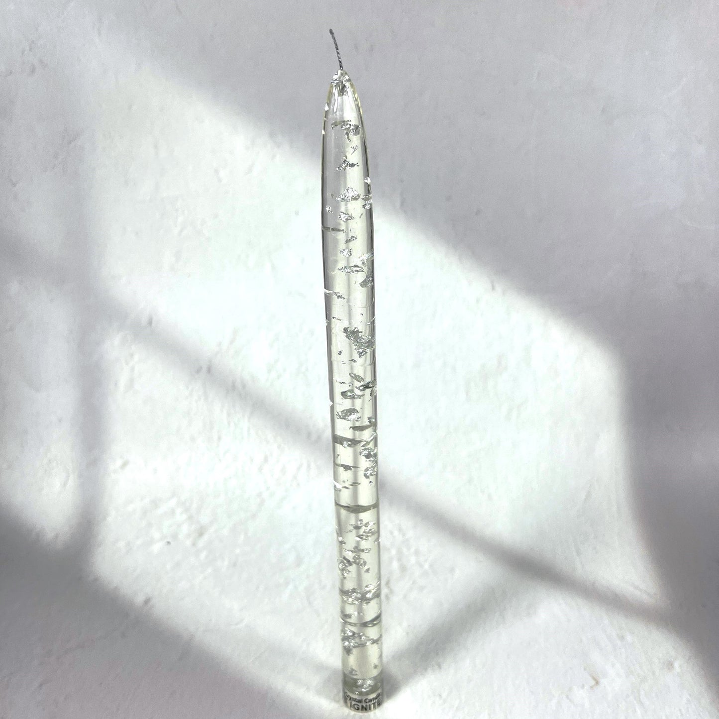 RESIN SILVER CANDLE 28 CM SET OF 2