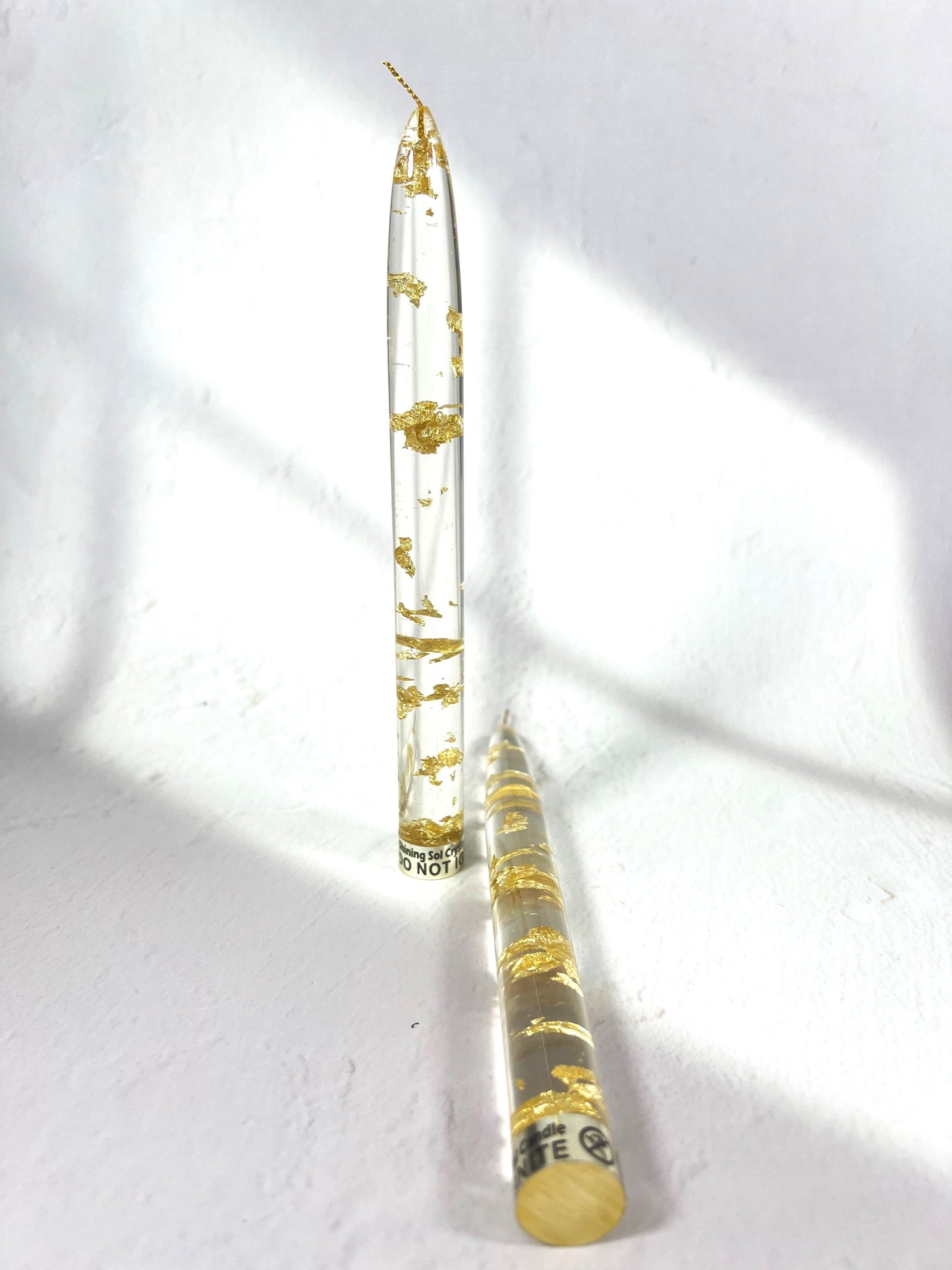 RESIN GOLD CANDLE 20 CM SET OF 2