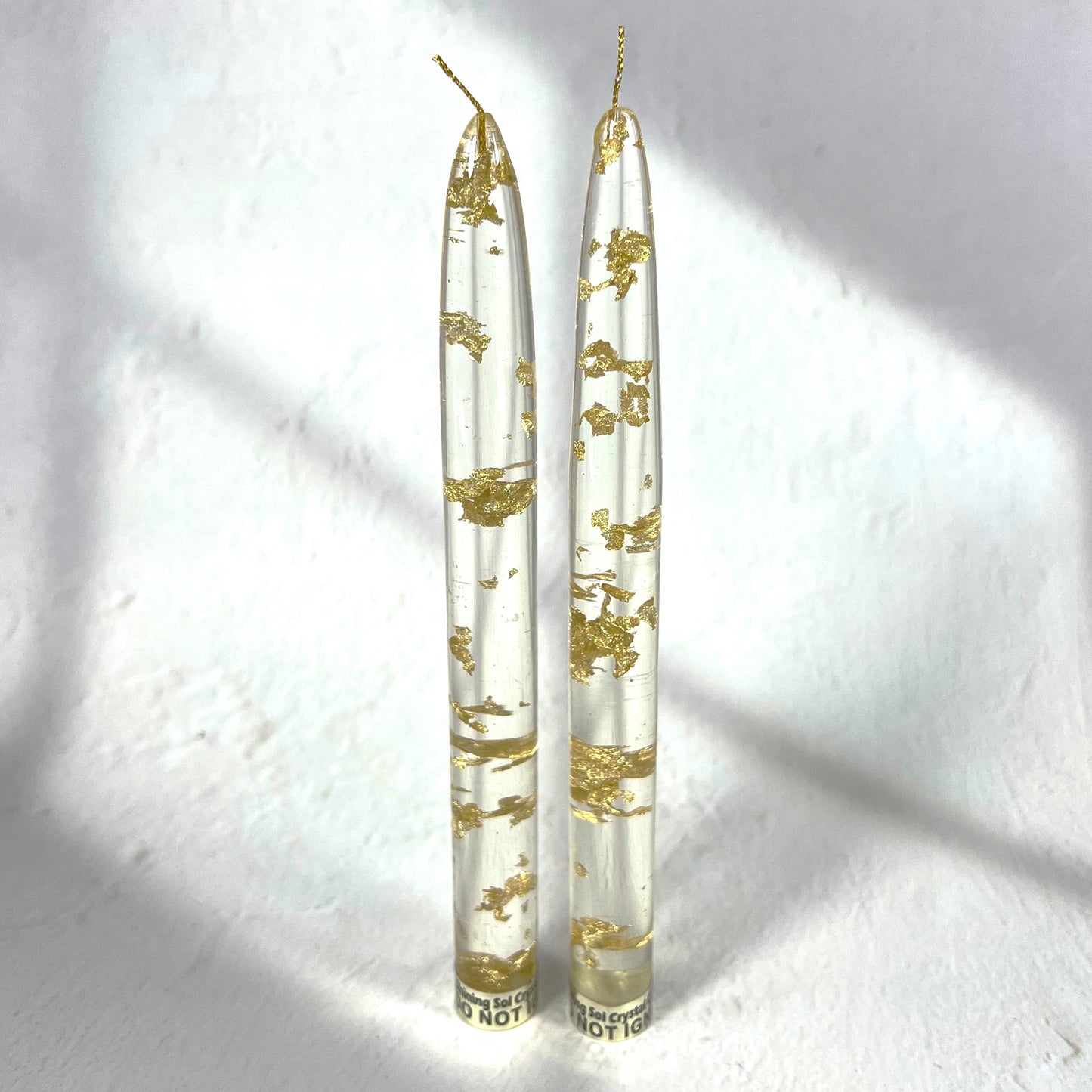 RESIN GOLD CANDLE 20 CM SET OF 2