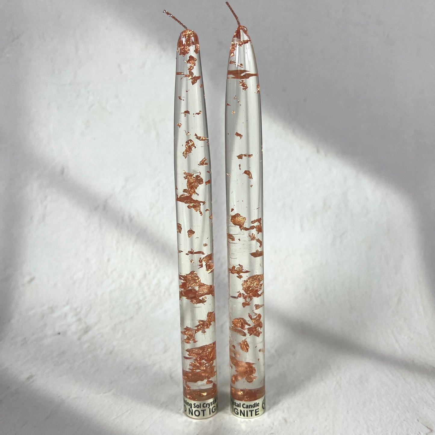 RESIN ROSE GOLD CANDLE 20 CM SET OF 2