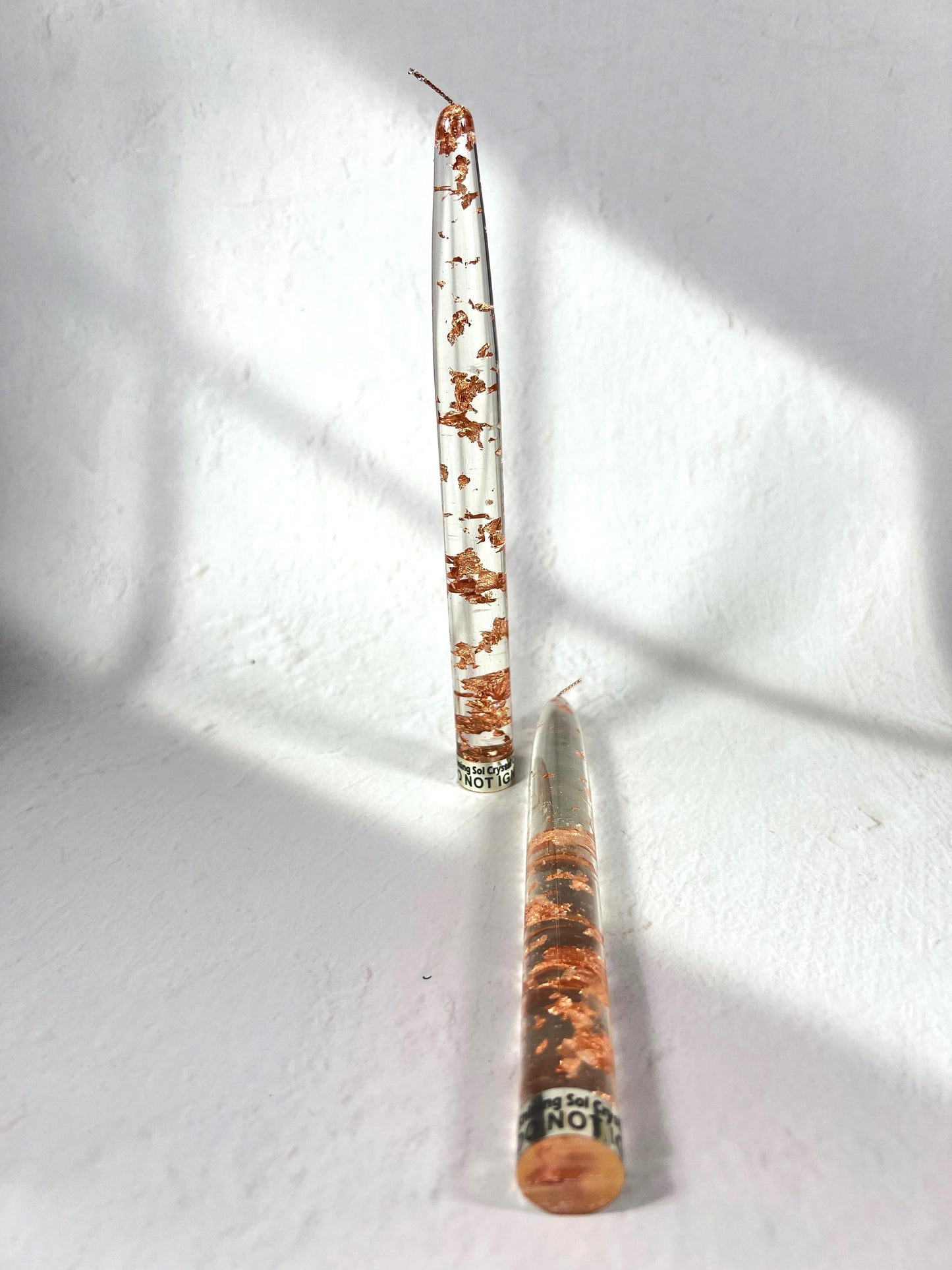 RESIN ROSE GOLD CANDLE 20 CM SET OF 2