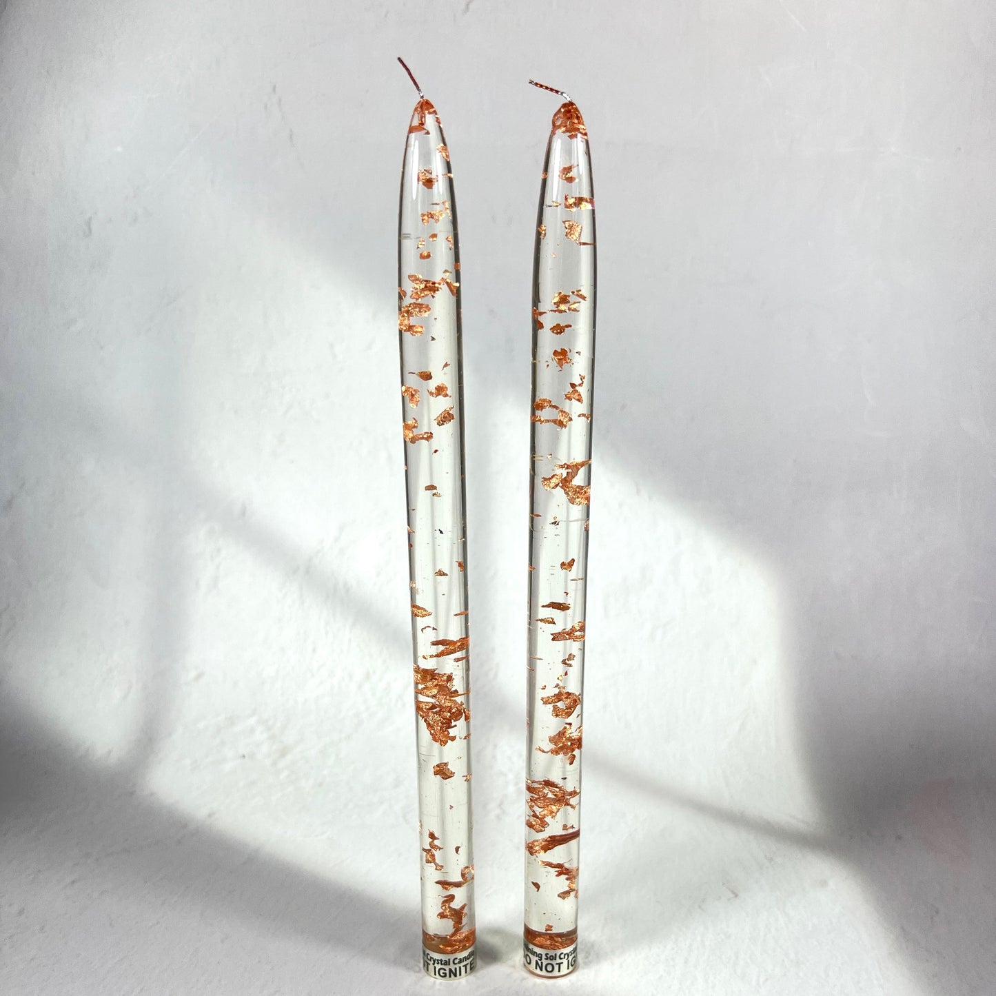 RESIN ROSE GOLD CANDLE 28 CM SET OF 2