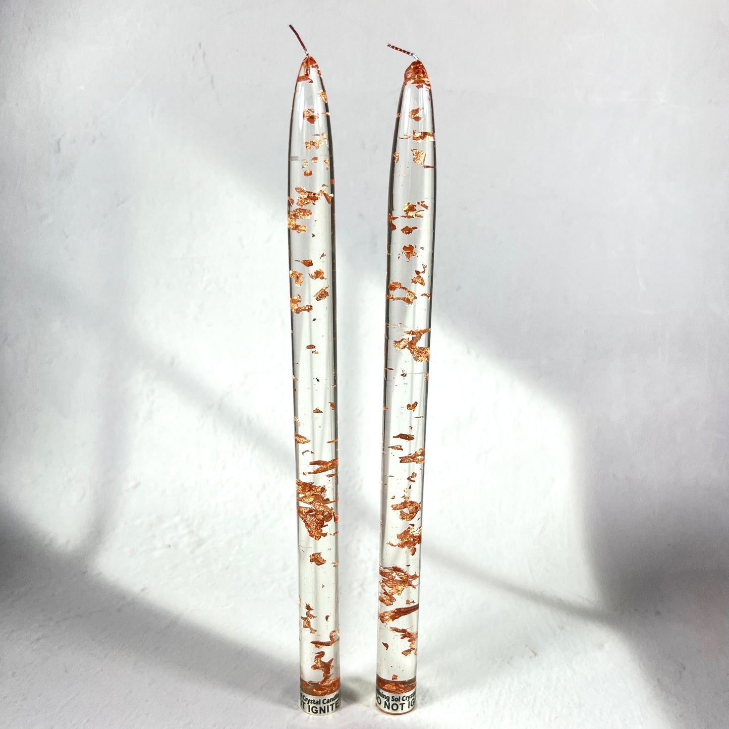 RESIN ROSE GOLD CANDLE 28 CM SET OF 2