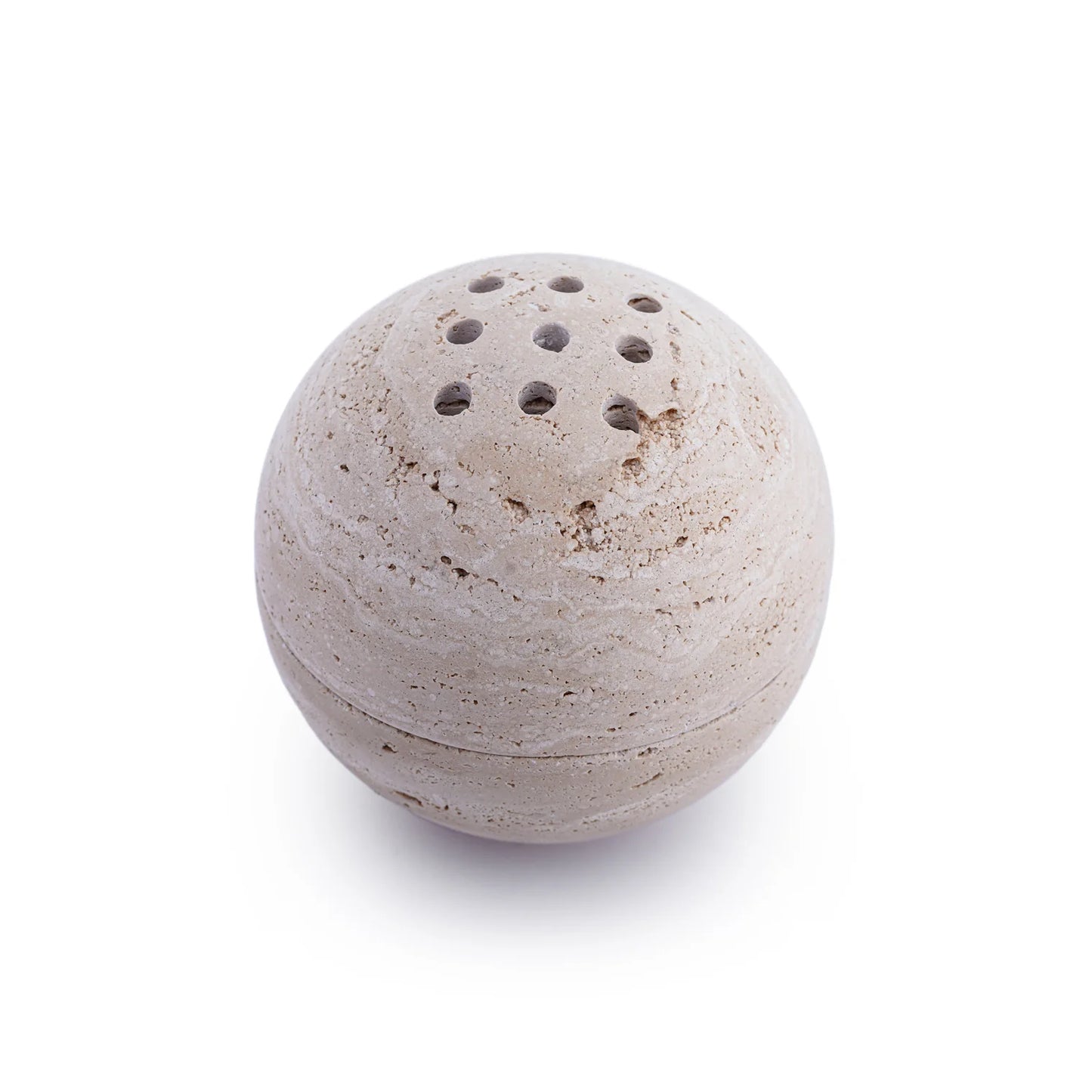 SPHERE BEIGE TRAVERTINE INSCENCE BURNER