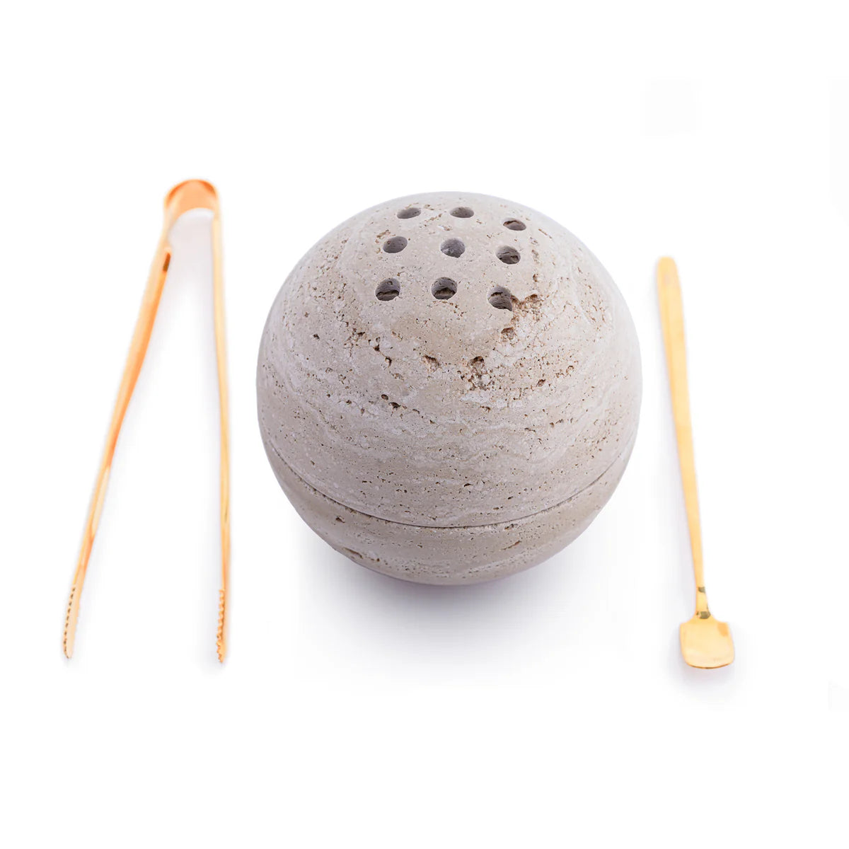 SPHERE BEIGE TRAVERTINE INSCENCE BURNER