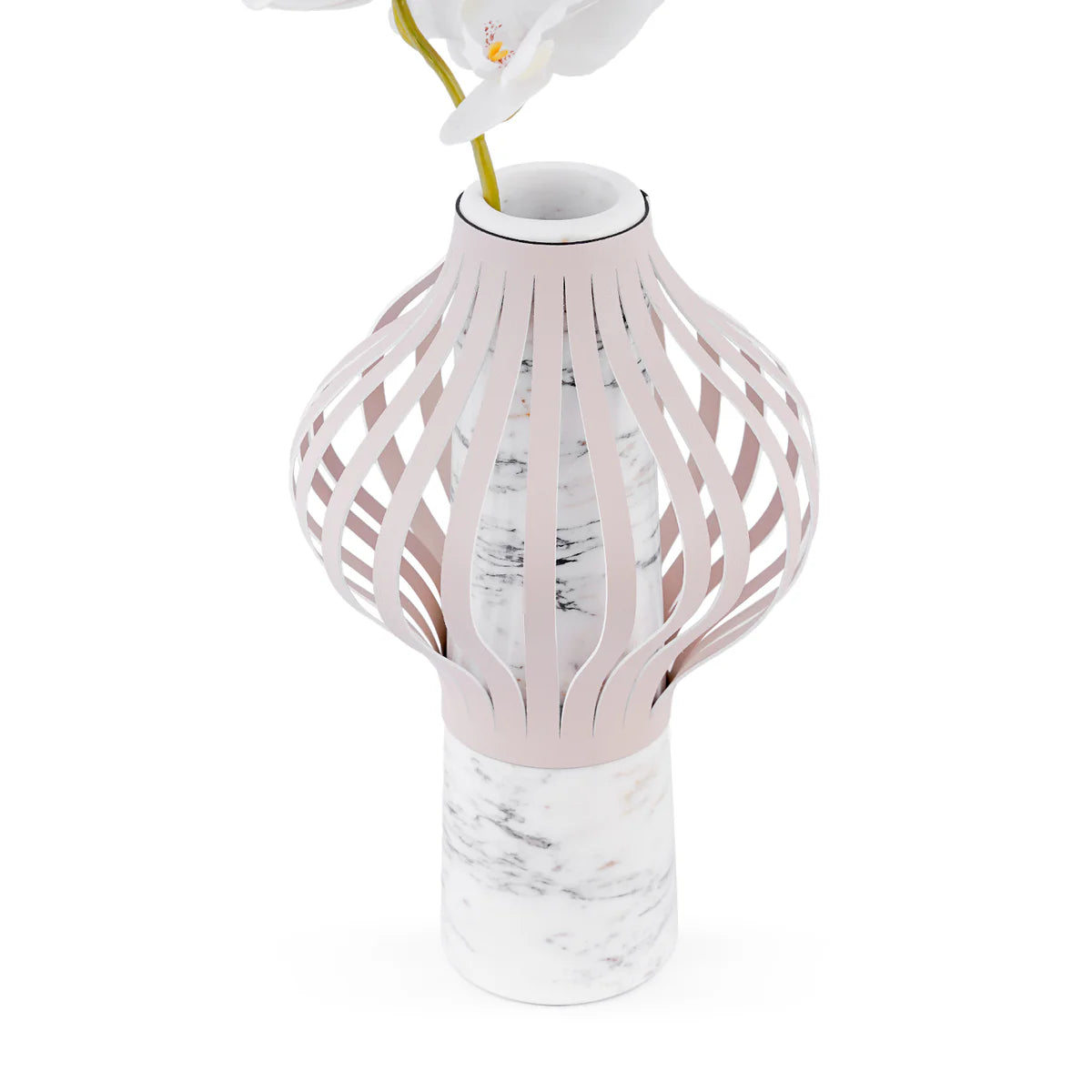 LEATHER MARBLE VASE BEIGE