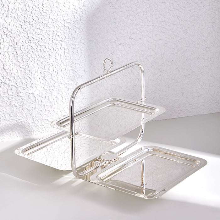 SQUARE SERVING BUTTERFLY silver tray with a butterfly-inspired design, perfect for elegant serving.