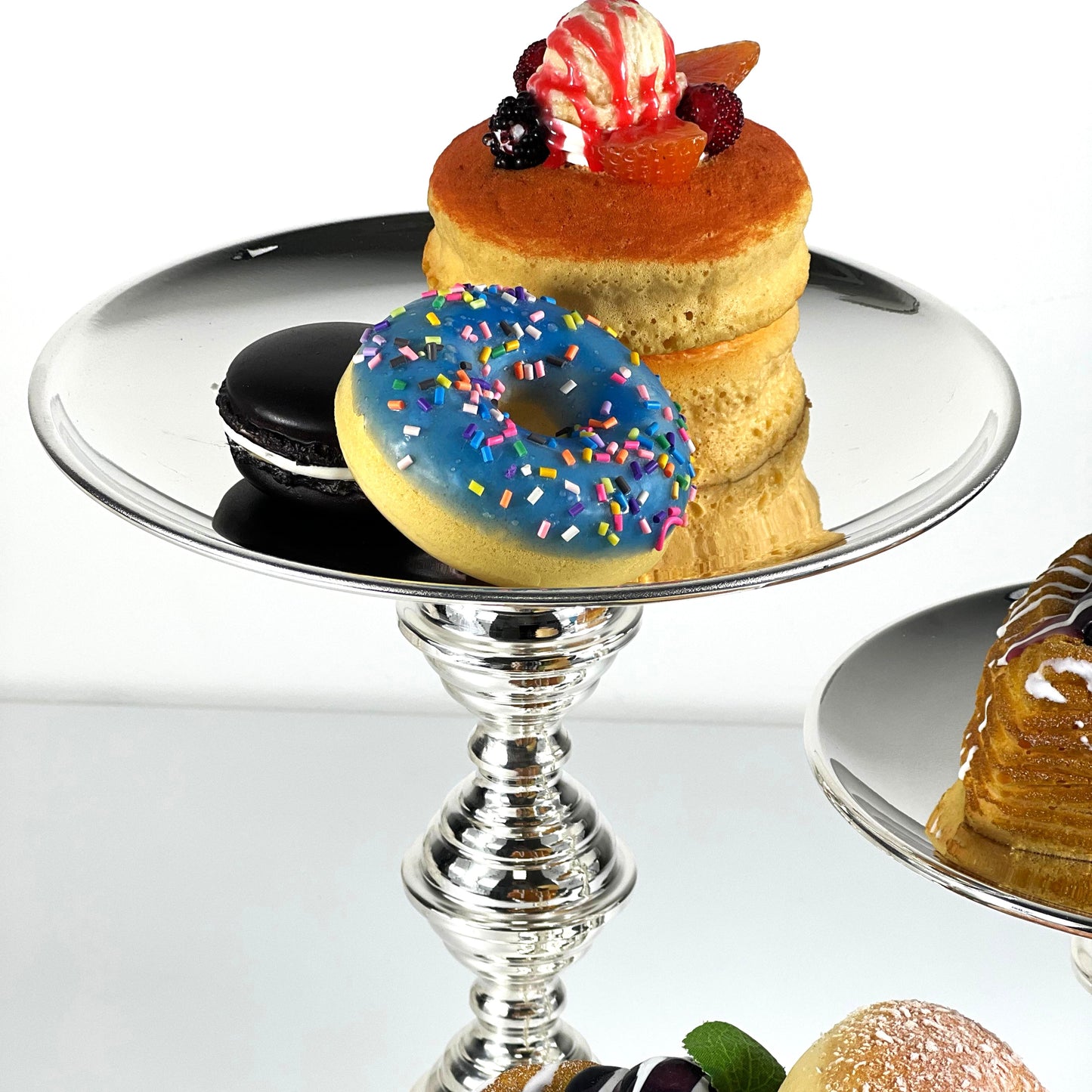 PASTRY STAND SET/3 SILVER