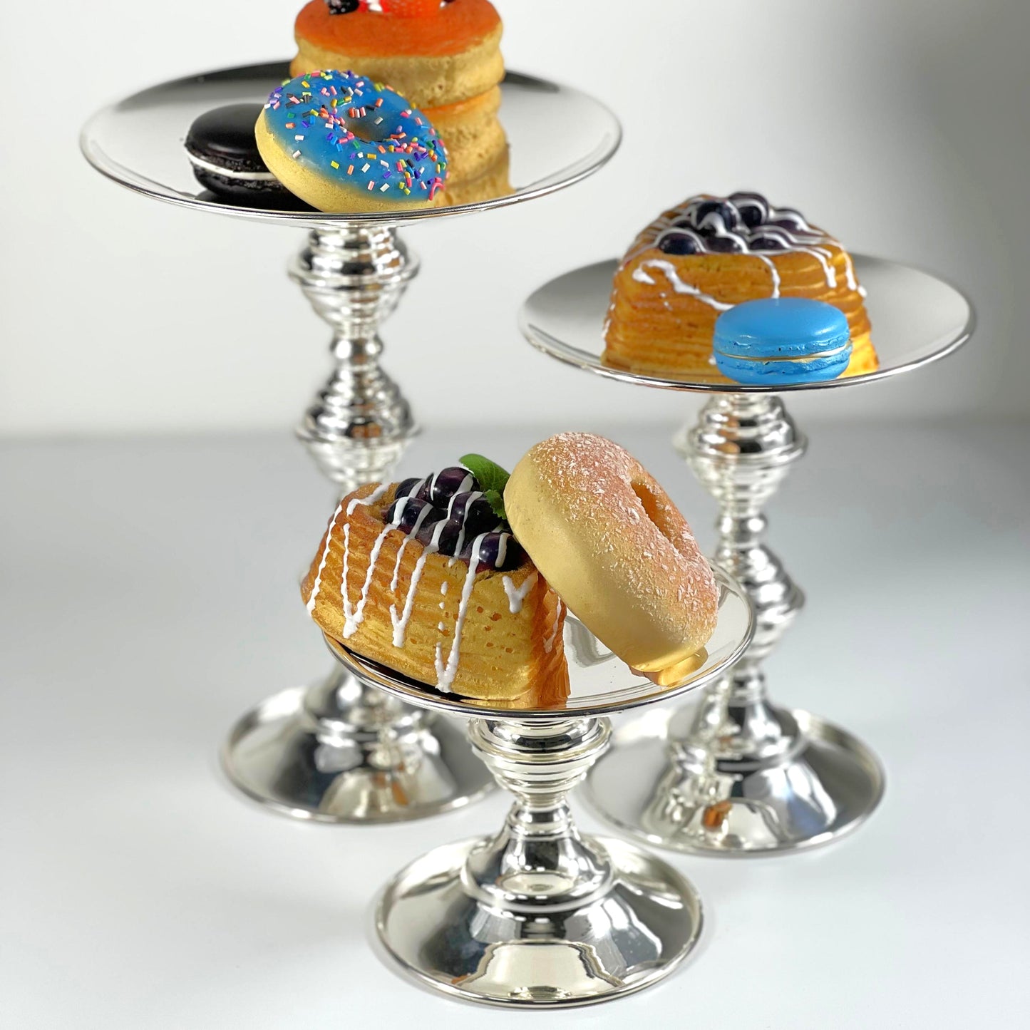 PASTRY STAND SET/3 SILVER