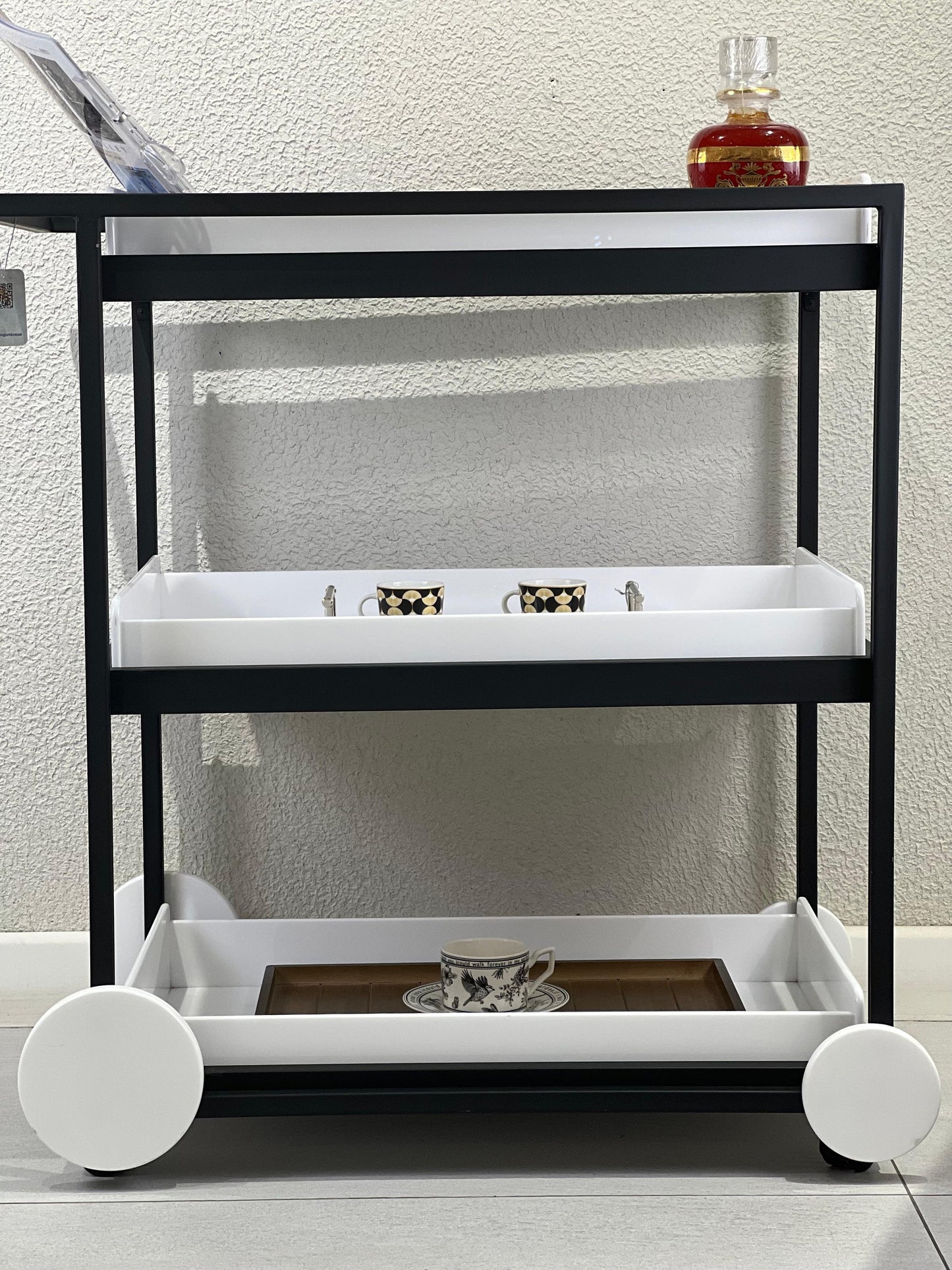 SERVING TROLLY BLK/WHITE