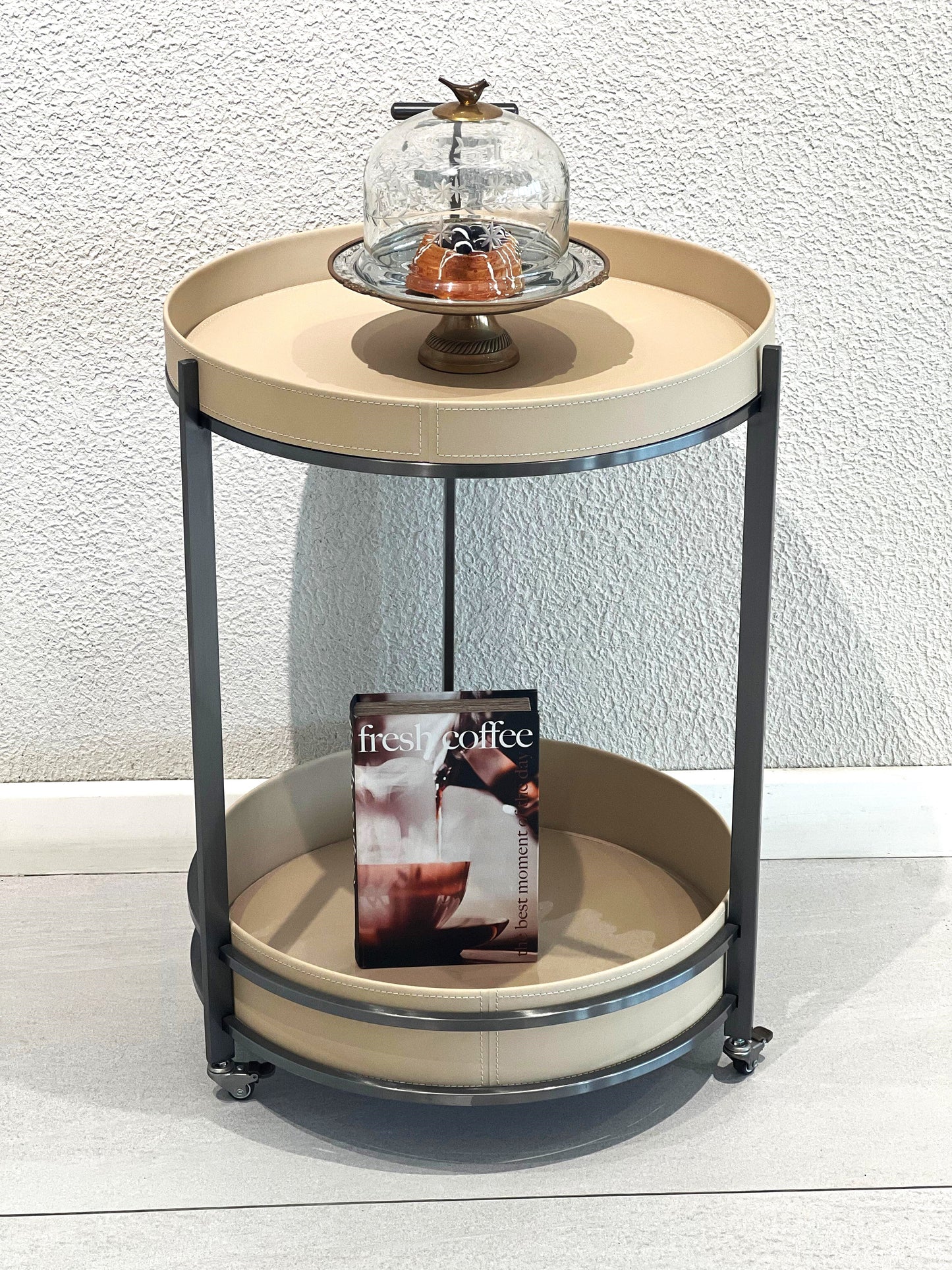 BEIGE LEATHER TROLLEY