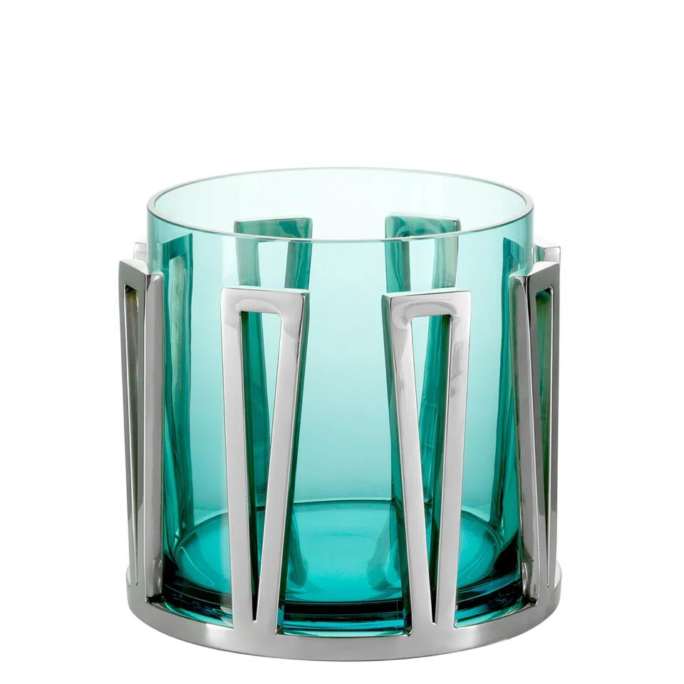 CANDLE HOLDER TURQUOISE GREEN 18CM